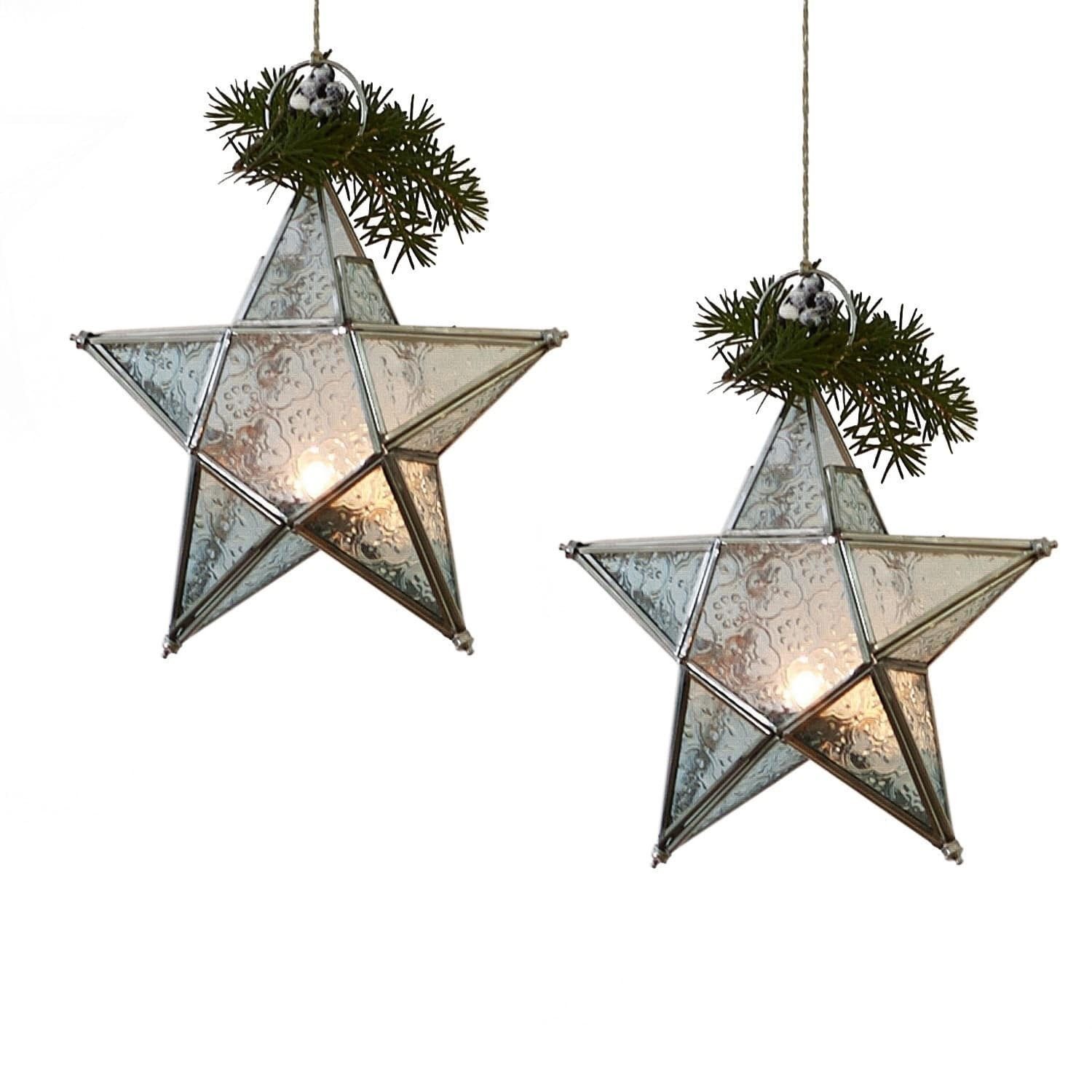 Mirabeau Weihnachtsfigur Windlicht 2er Set Kian klar/silber (2er Set, 2er Set)