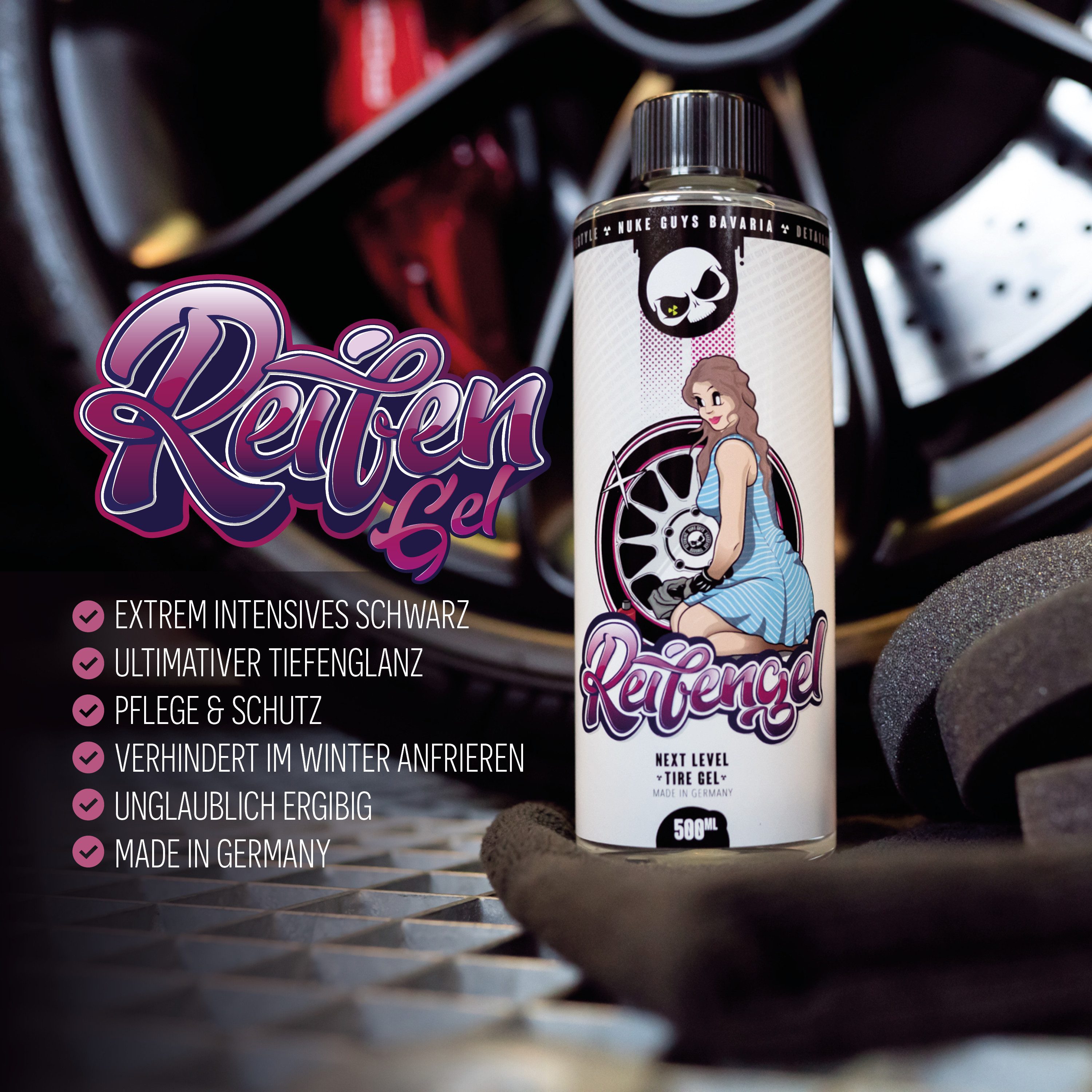 Nuke Guys Reifengel, 500 ml Reifenpflege, Auto Reifenpflege - Reifenschwärzer - Reifenglanz