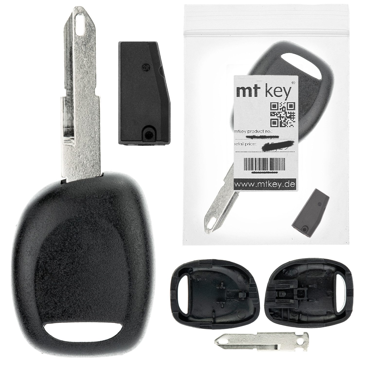 mt-key Schlüsseltasche Auto Zünd Schlüssel Rohling NE73 + ID64 Transponder (Set), für Renault Megane I (98-00); Scenic I Ja (98-00)