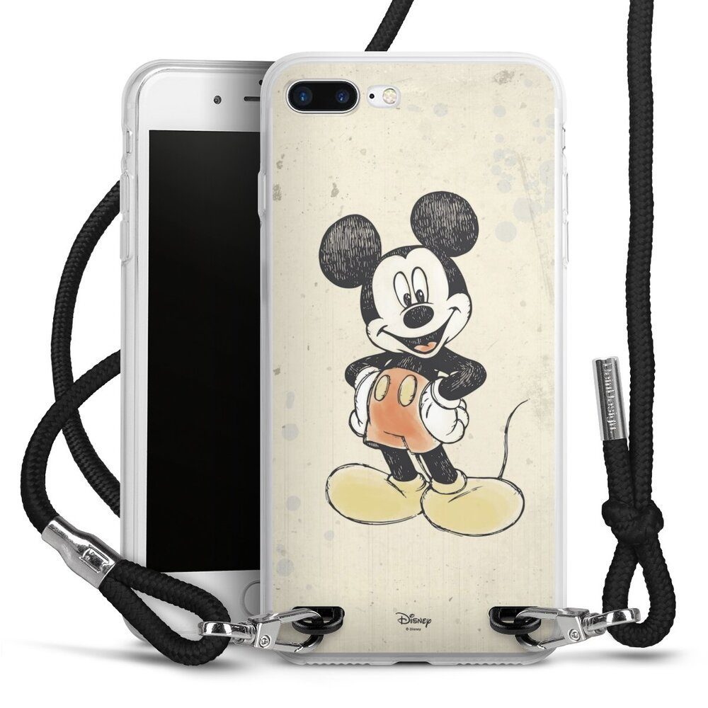 DeinDesign Handyhülle Offizielles Lizenzprodukt Mickey & Minnie Mouse Wasserfarbe, Apple iPhone 8 Plus Handykette Hülle mit Band Case zum Umhängen