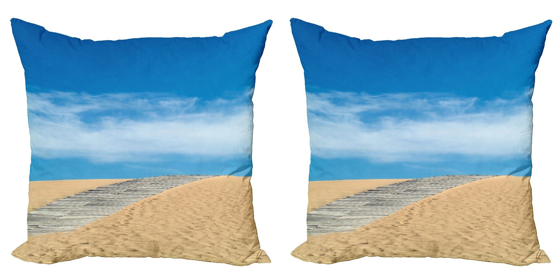 Kissenbezüge Modern Accent Pfad über Digitaldruck, (2 Sand Golden Doppelseitiger Stück), Abakuhaus Strand