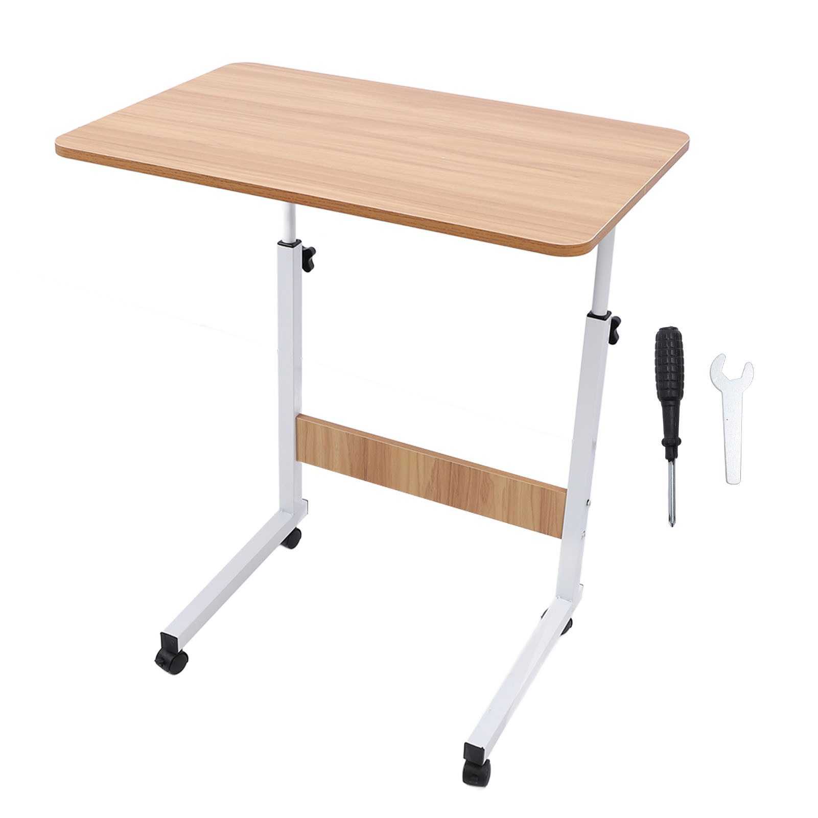 GARRYFIZH Stehpult Laptoptisch höhenverstellbar mit Rollen, 80x40cm Beistelltisch Walnuss, Mobiler Laptoptisch für Bett & Sofa – Flexibel höhenverstellbar