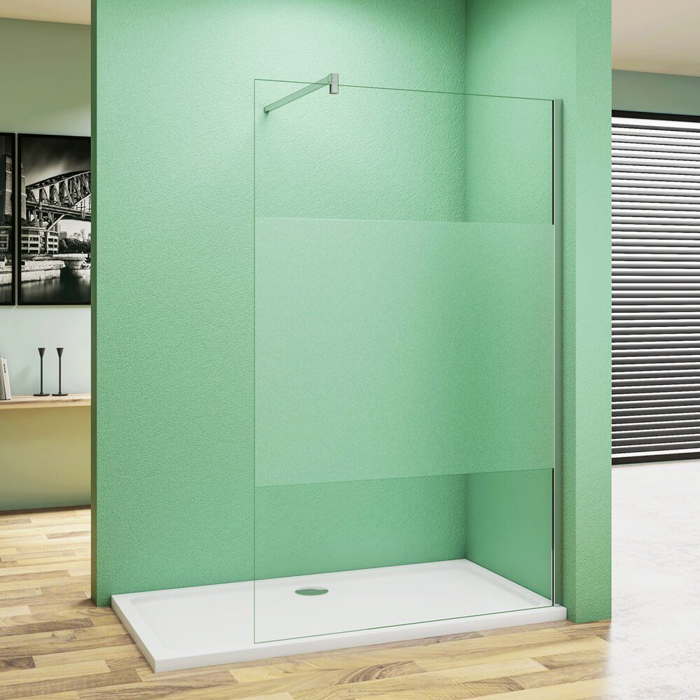 duschspa Duschwand Glaswand Duschtrennwand Duschwand Walk in Dusche mit Milchstreifen, Einscheibensicherheitsglas, Sicherheitsglas, (Set), Glas