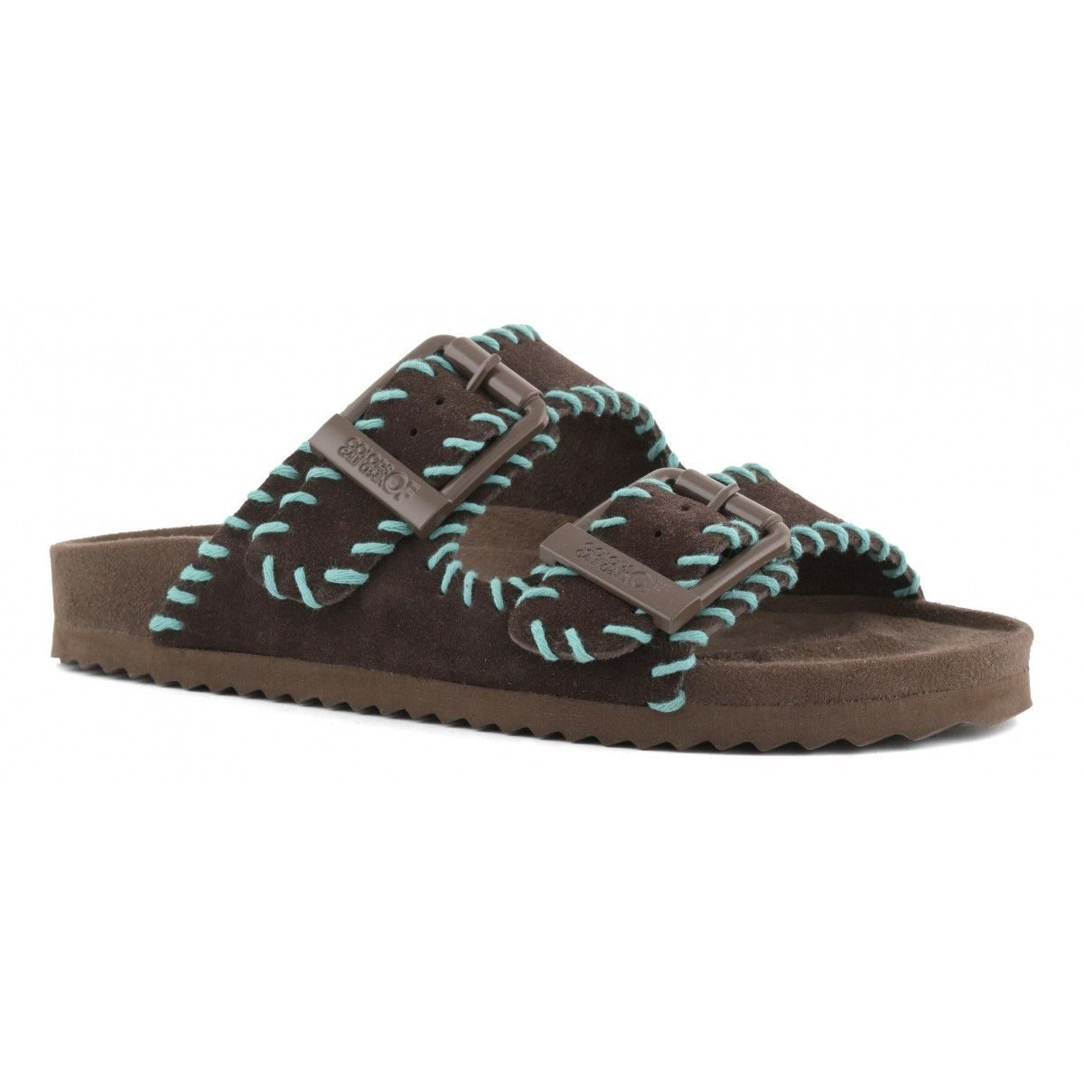 Colors of California Suede sandal with stitchings Schlappen