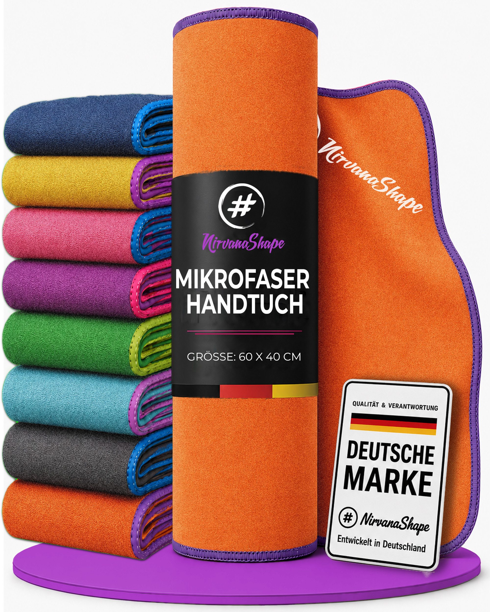 NirvanaShape Reisehandtuch Mikrofaser Handtücher Set, Badehandtuch, Reisehandtuch, Strandtuch, Ecktasche mit Reißverschluss, saugfähig, leicht, schnelltrocknend