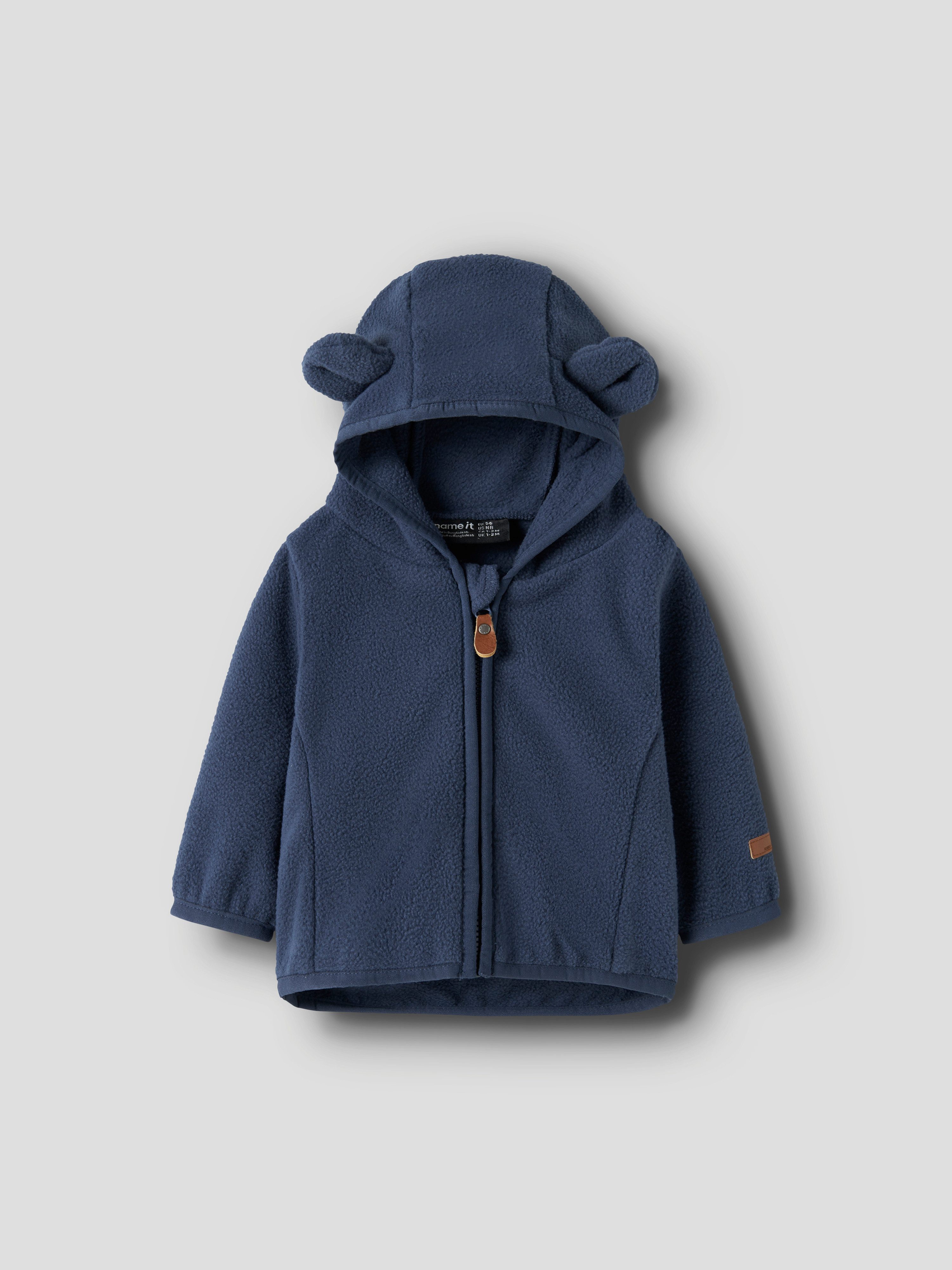 Name It Kapuzenfleecejacke NBNMEEKO FLEECE JACKET MELANGE Fleece, Reißverschluss mit Kinnschutz