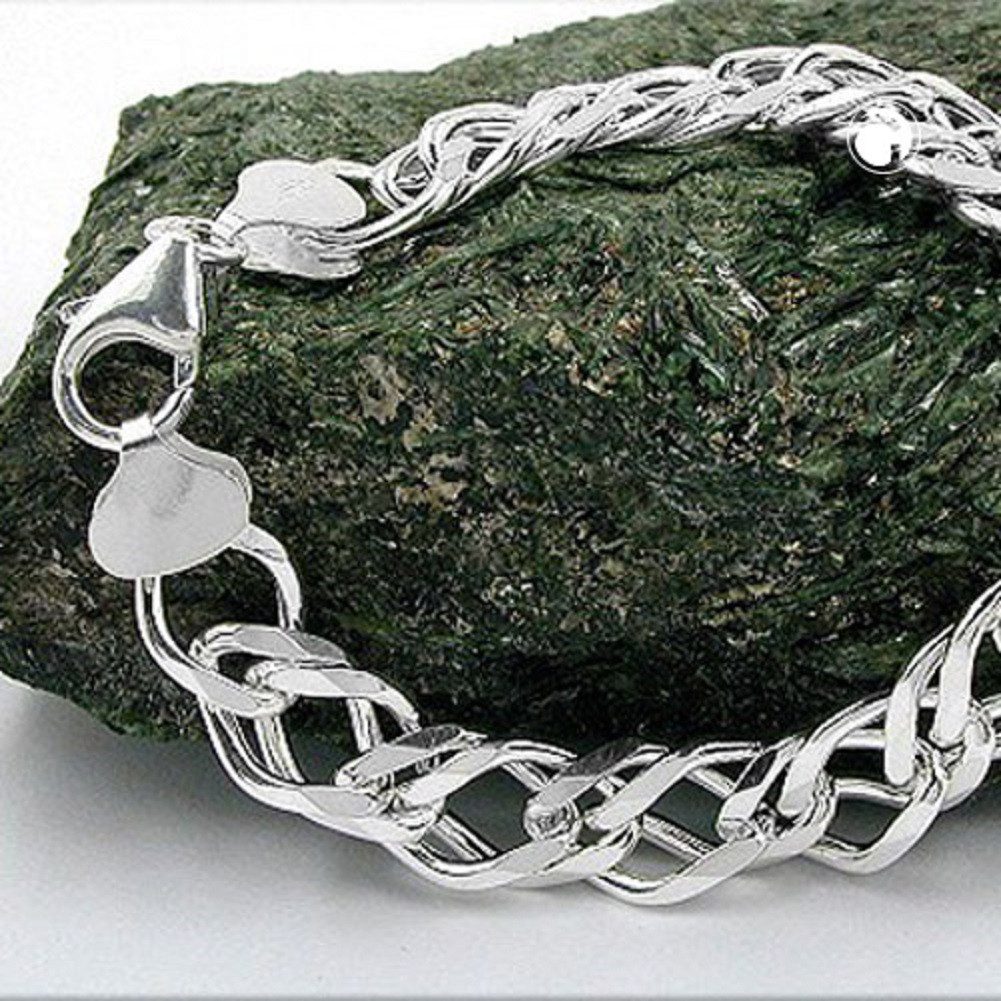unbespielt Gliederarmband Armband 11 x 3,5 mm Zwillingspanzer 925 Silber 21 cm kl. Schmuckbox, Silberschmuck für Damen und Herren