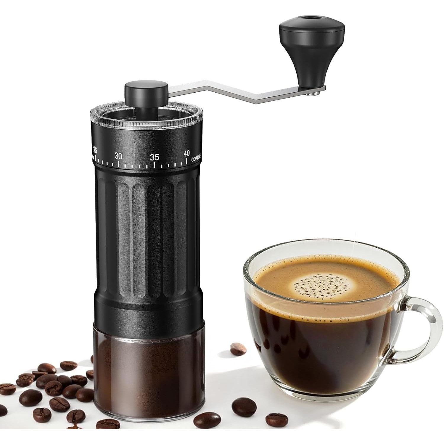 TUWENA Kaffeemühle Manuelle Kaffeemühle 40 einstellbaren Stufen, Tragbare 30g Kapazität, Manuelle Kaffeemühle 40 einstellbaren Stufen, Tragbare 30g Kapazität