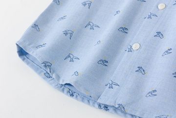 suebidou Langarmhemd Baumwollhemd hellblau Langarmshirt für Jungen mit Allovermuster
