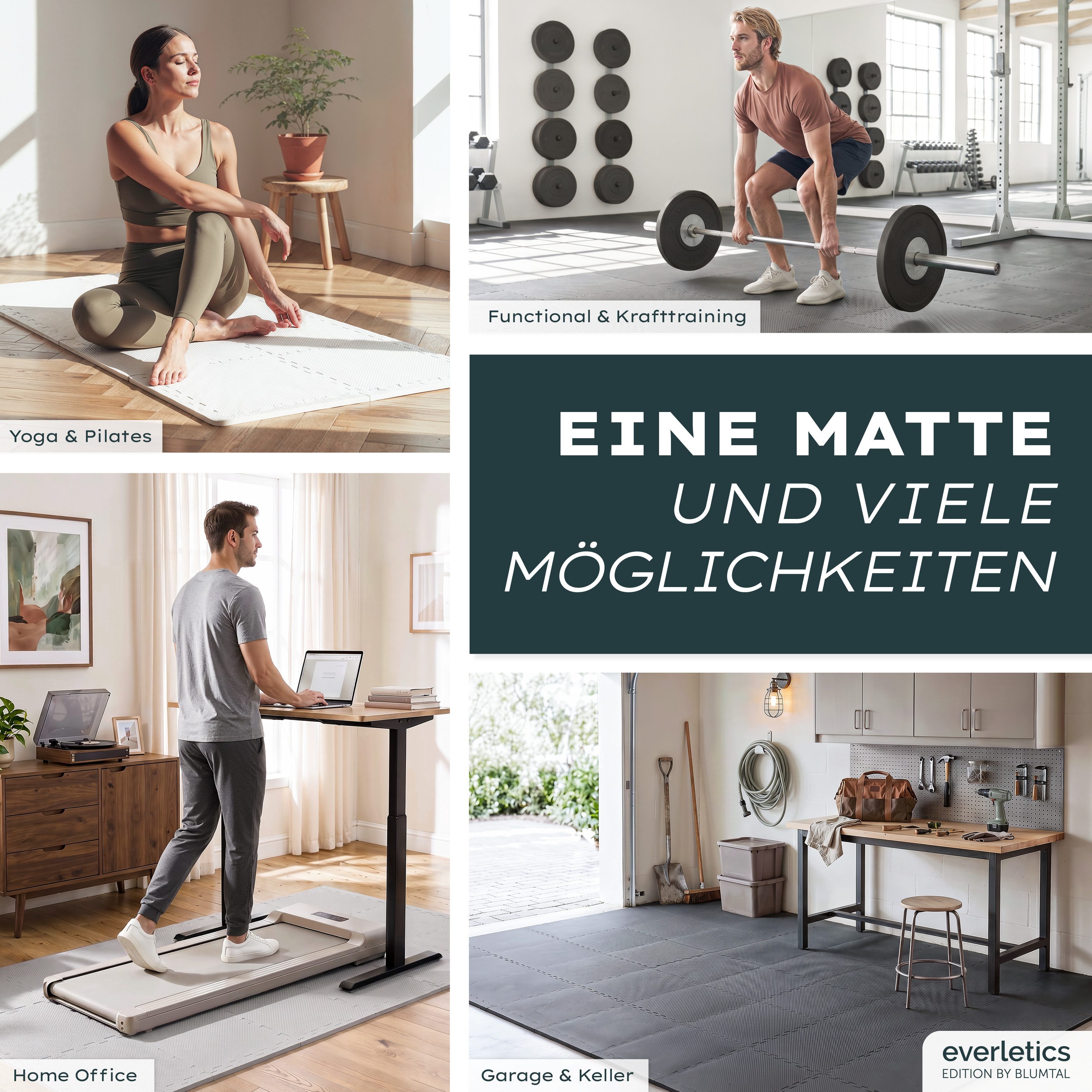 Blumtal Bodenschutzmatte Fitness Set, Bodenmatte Fitness 32x32 cm - Gym Matten, 36-St., Sportboden - ultra tragfähig – Bild 4 von 5