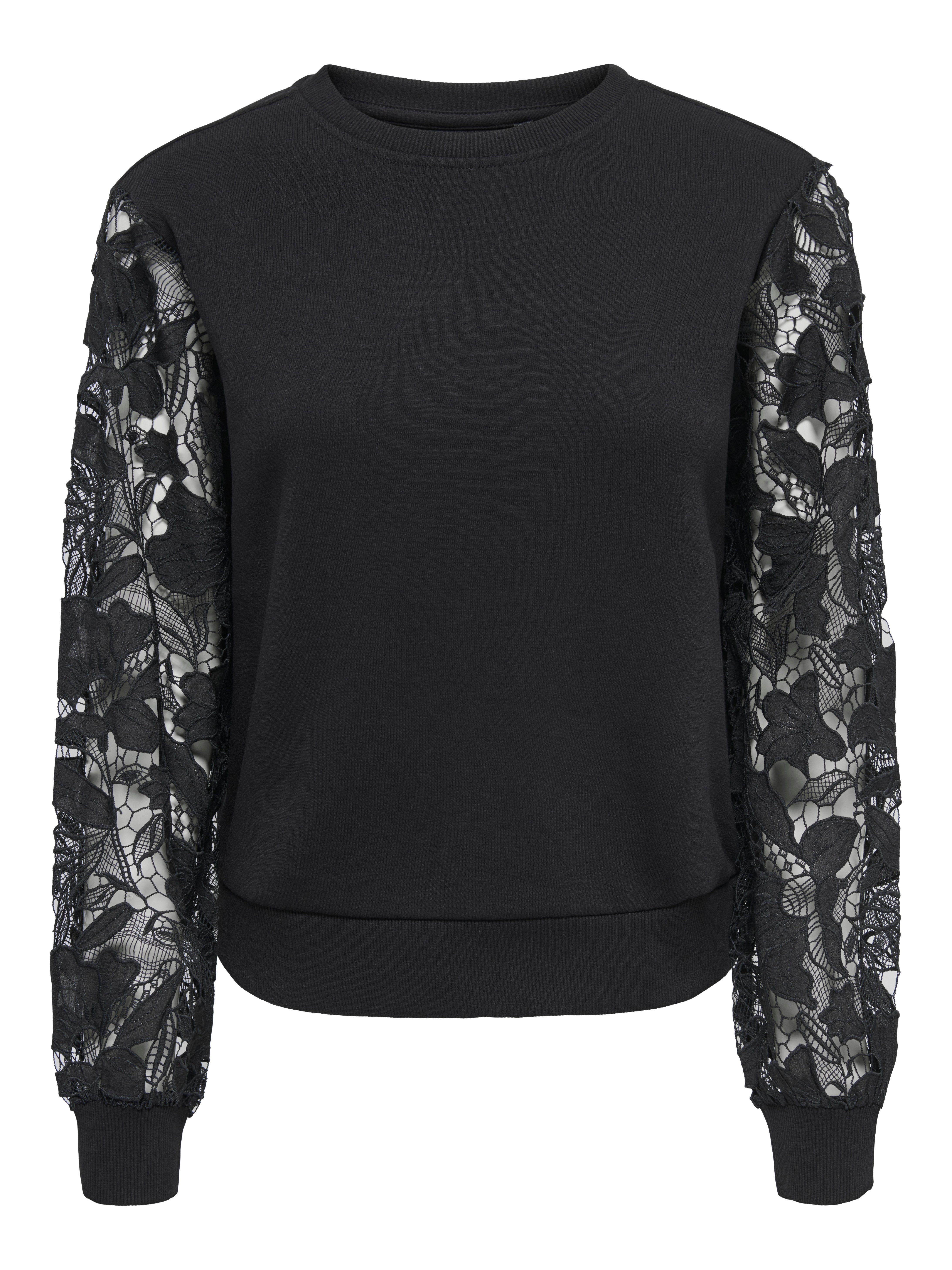 ONLY Sweatshirt ONLSTILLA L/S LACE SLEEVES CS SWT Baumwollmischung, regular fit
