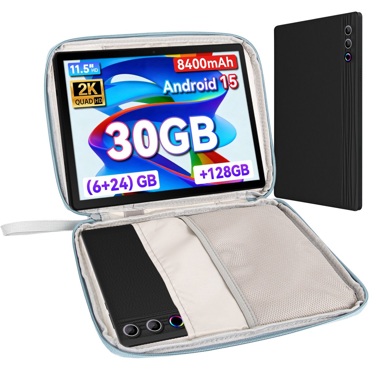 BUFO 11,5'' 30GB+128GB 2K-Display 8400mAh Octa-Core Tablet (11.5", 128 GB, Android, 5G/2.4G WiFi, 2K Display, Widevine L1, Dual-Kamera, WiFi 6)