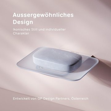 AM.PM Seifenschale Inspire 2.0 mit Halter, Attraktives Design, Unkomplizierte, saubere Wandmontage,Montagesatz im Lieferumfang enthalten, Exklusiver Seifenhalter aus Edelstahl und satiniertem Glas