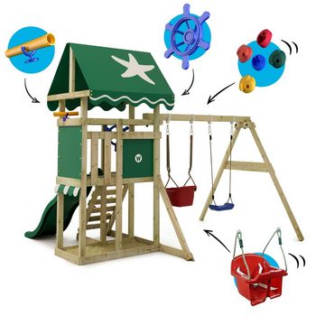 Wickey Klettergerüst Spielturm DinkyStar für Kleinkinder mit Rutsche und Kinderschaukel, Babyschaukel mit Sicherheitsgurten, 10 Jahre Garantie*