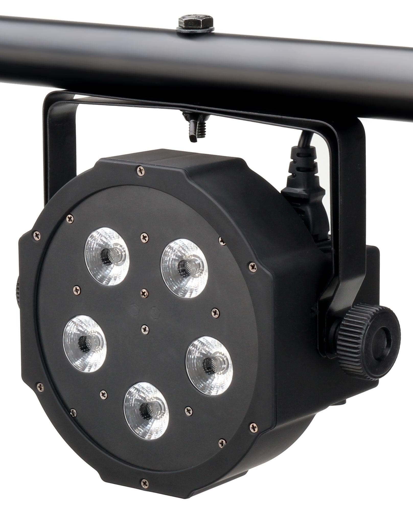 Showlite LED Discolicht FLP-5 x 8 Watt Flatline Panel Scheinwerfer, Stroboskop Funktion, LED, RGBW, DMX-Steuerung, Automatiksteuerung oder Musiksteuerung
