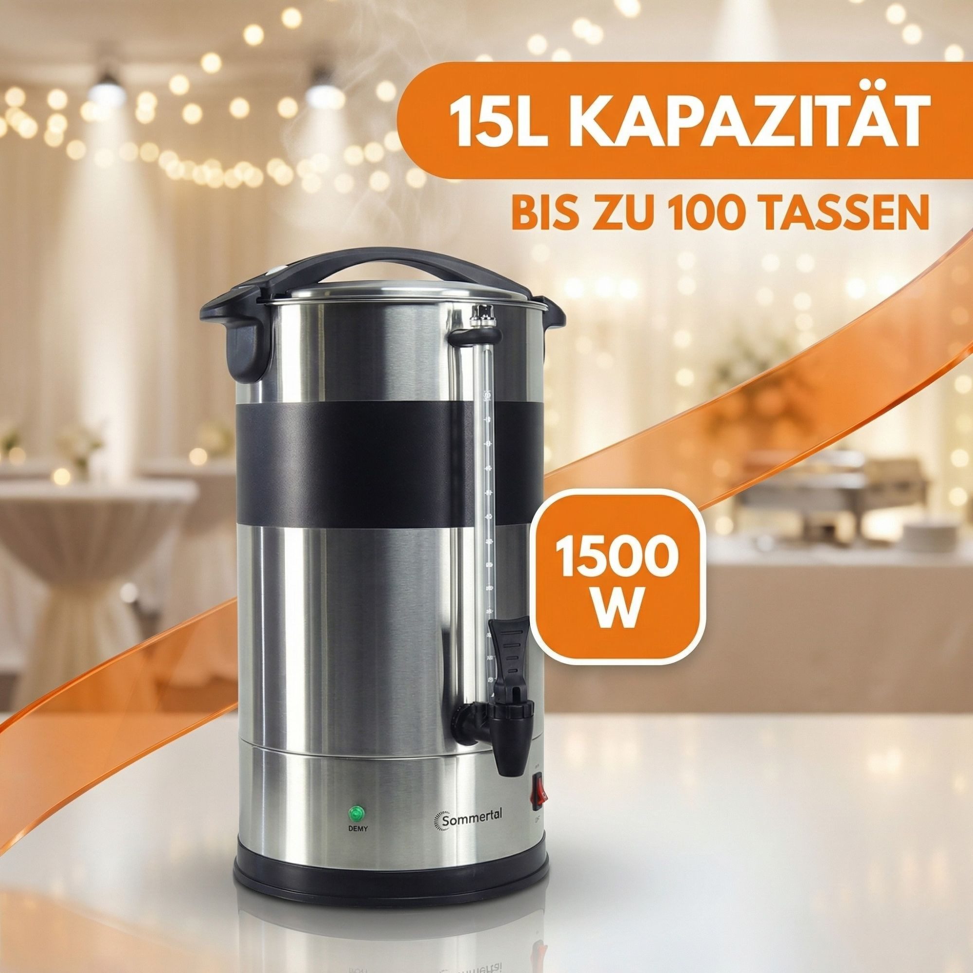 Sommertal Kaffee- /Teestation, Filterkaffeemaschine groß mit Warmhaltefunktion & Beschriftungsfeld