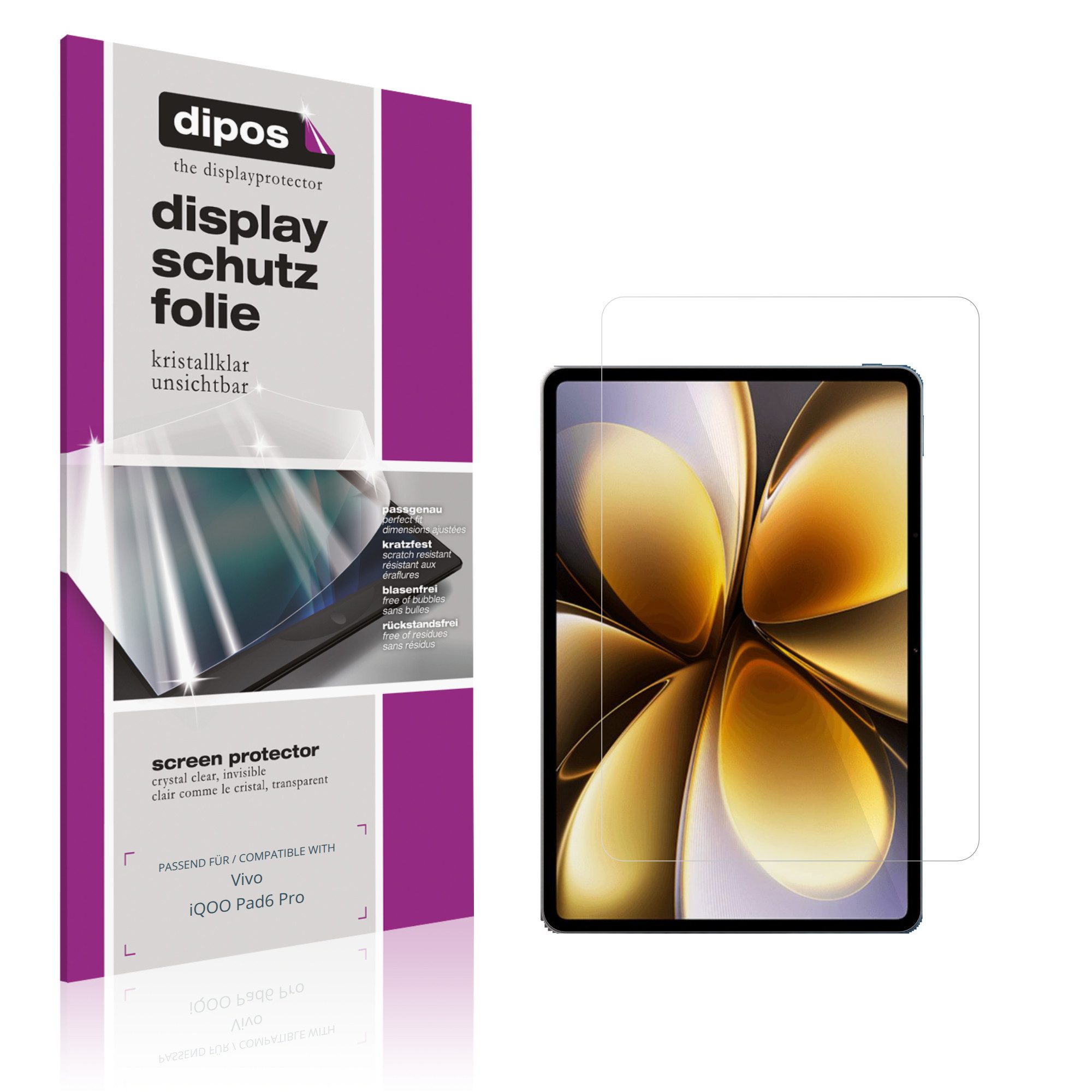 dipos Displayschutzfolie Schutzfolie für Vivo iQOO Pad6 Pro, 2 Stück, Displayschutz Schutz Folie Made in Germany