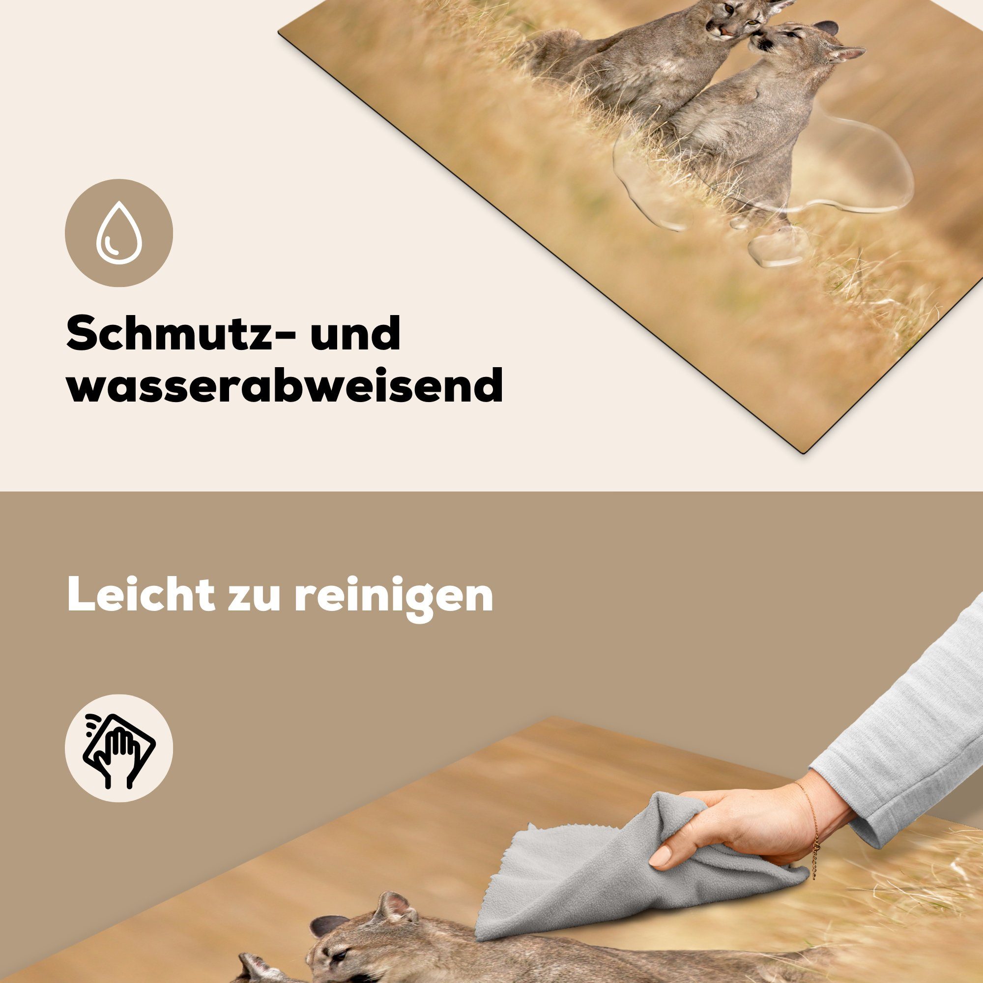 MuchoWow Herdblende-/Abdeckplatte Tiere - - Ceranfeldabdeckung Induktionskochfeld Schutz Puma Vinyl, tlg), die (1 küche, für Liebe, 81x52 cm