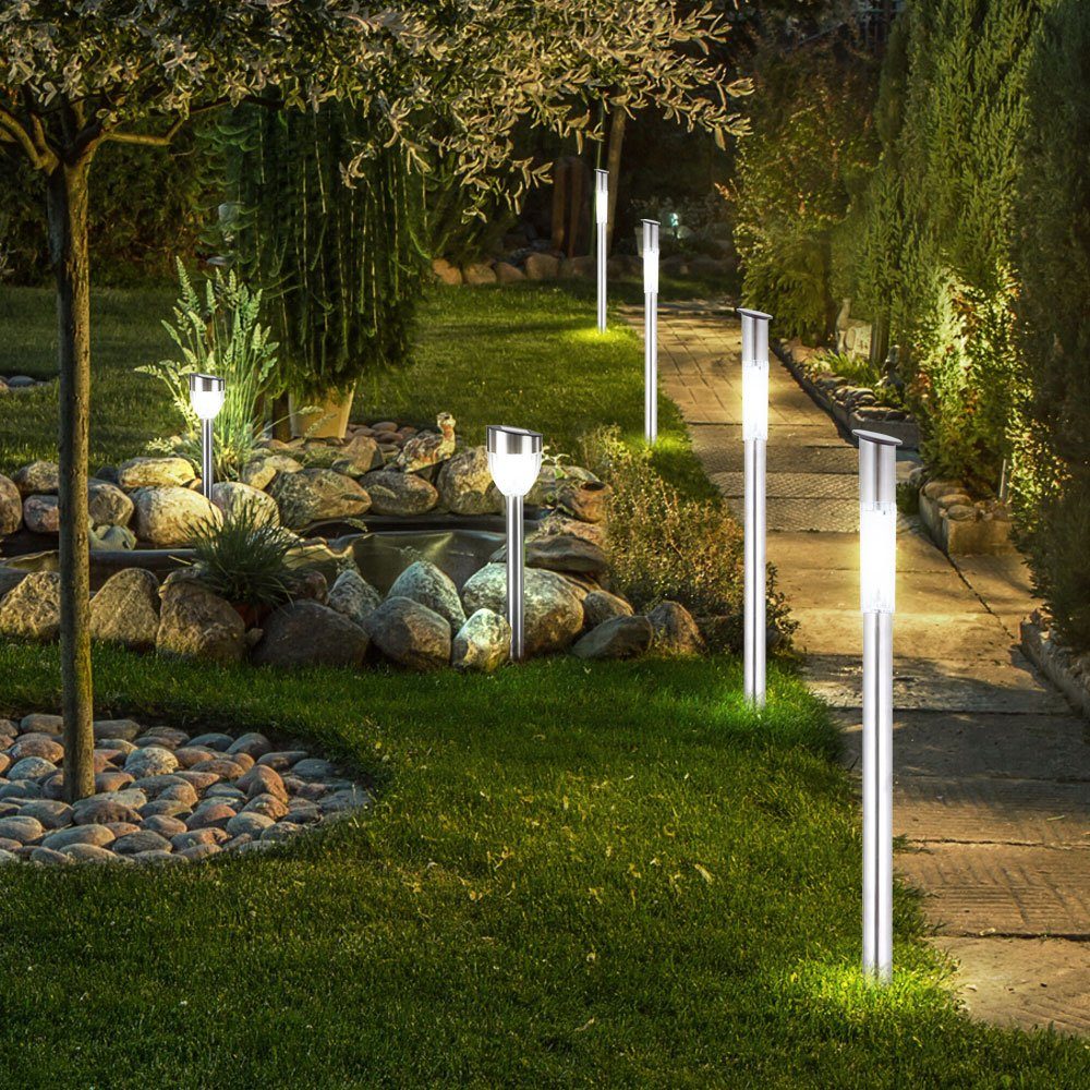 Solarleuchte, Steckleuchten LED-Leuchtmittel verbaut, fest Solar LED Set LED Außenlampen Garten 8er etc-shop Leuchten