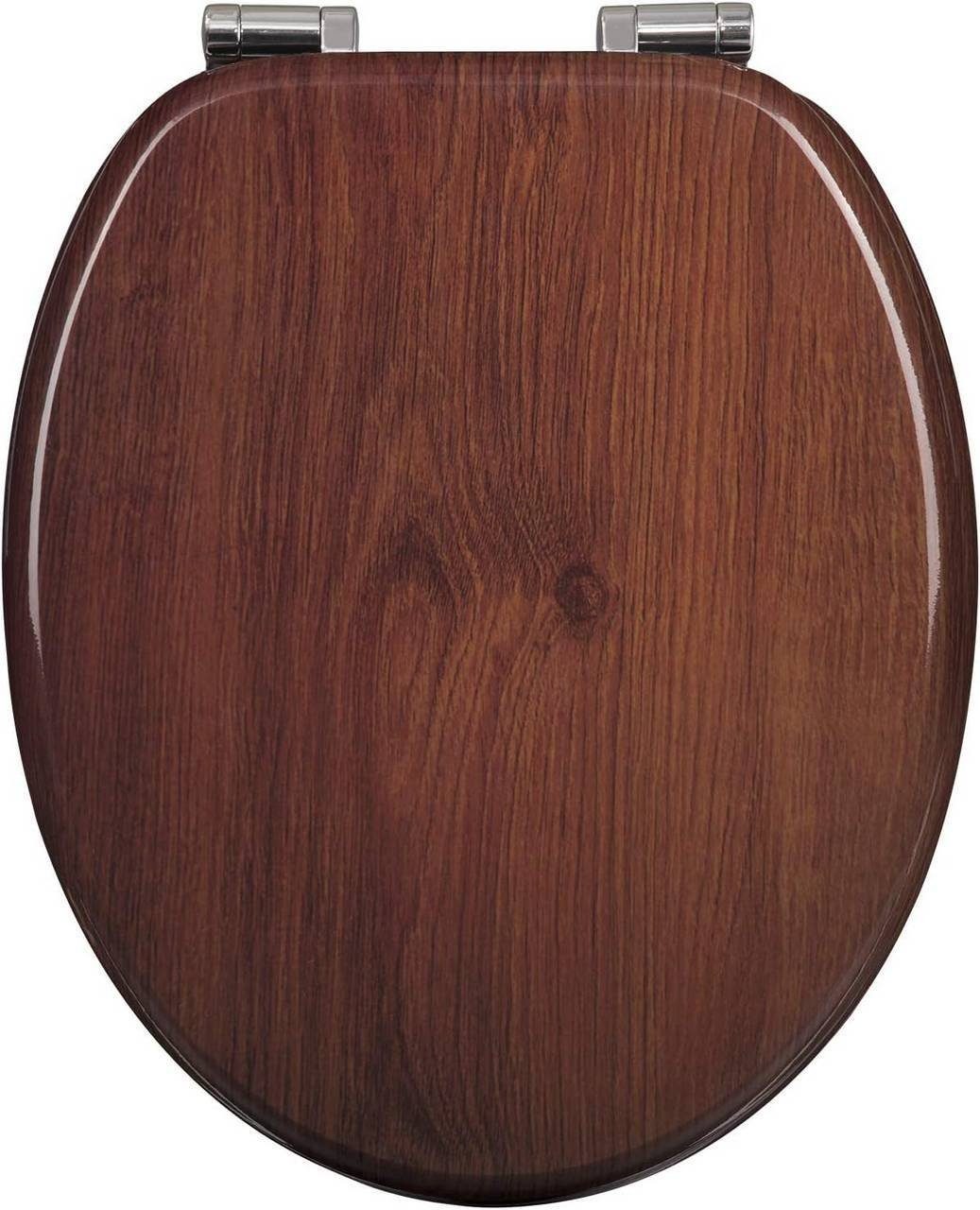 Woltu WC-Sitz (1-St), Toilettensitz mit Absenkautomatik Holz dunkelbuche