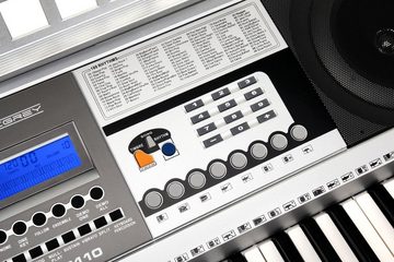 McGrey Home Keyboard PK-6110 - Oberklasse Einsteiger-Keyboard mit 61 Tasten, (Schüler-Set, 4 tlg., Inkl. Notenhalter, Mikrofon und Keyboardschule), 100 Sounds & Rhythmen, Split- Guide Funktionen