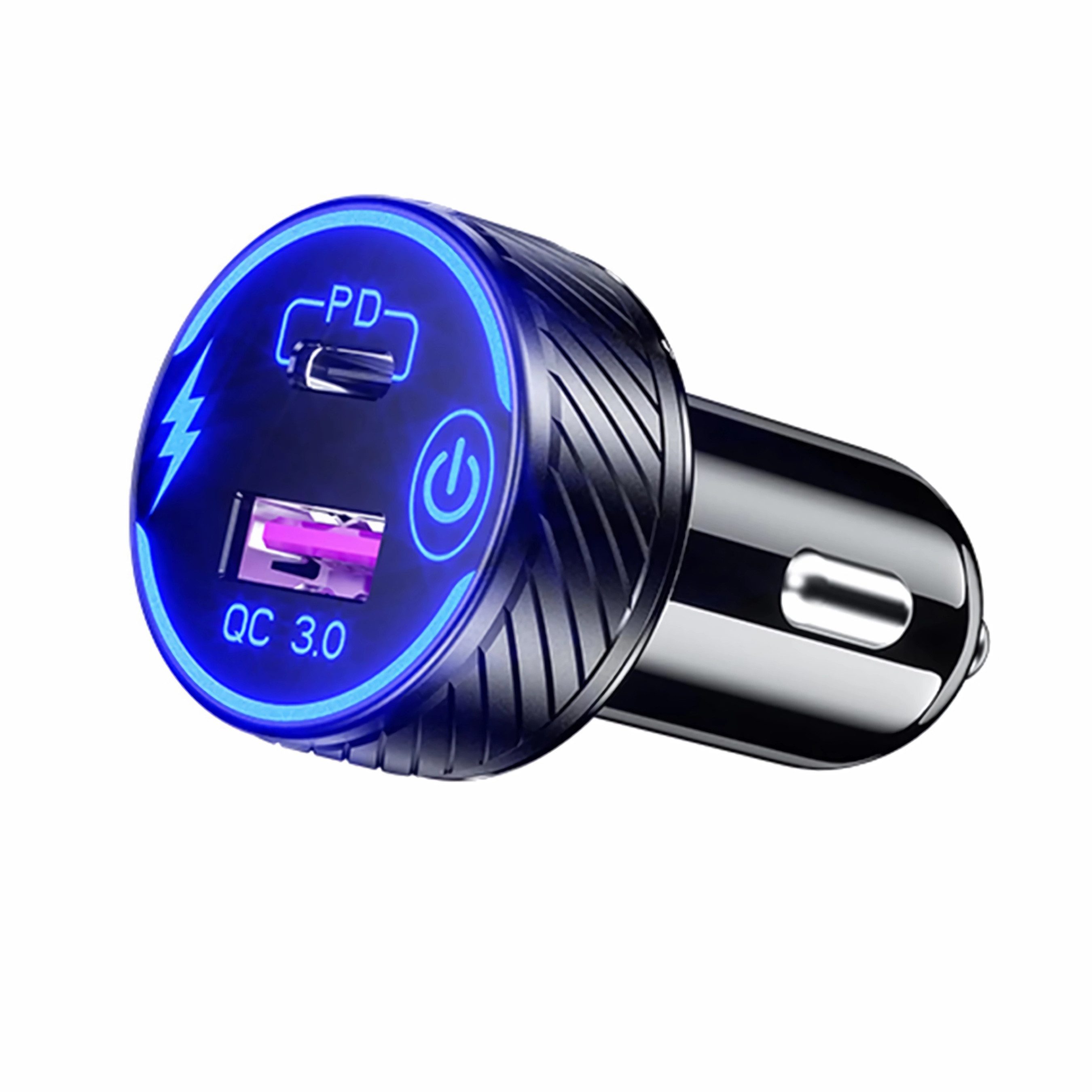 Bolwins L50C 12-24V Zigarettenanzünder Verteiler Auto Ladegerät USB, Typ-C PD USB-Ladegerät (5000 mA, Packung, 1-tlg., 1x Zigarettenanzünder Verteiler mit USB QC3.0 & USB-C PD, Schnellladen QC3.0 & PD 30W, Touch-Ein/Aus-Schalter)
