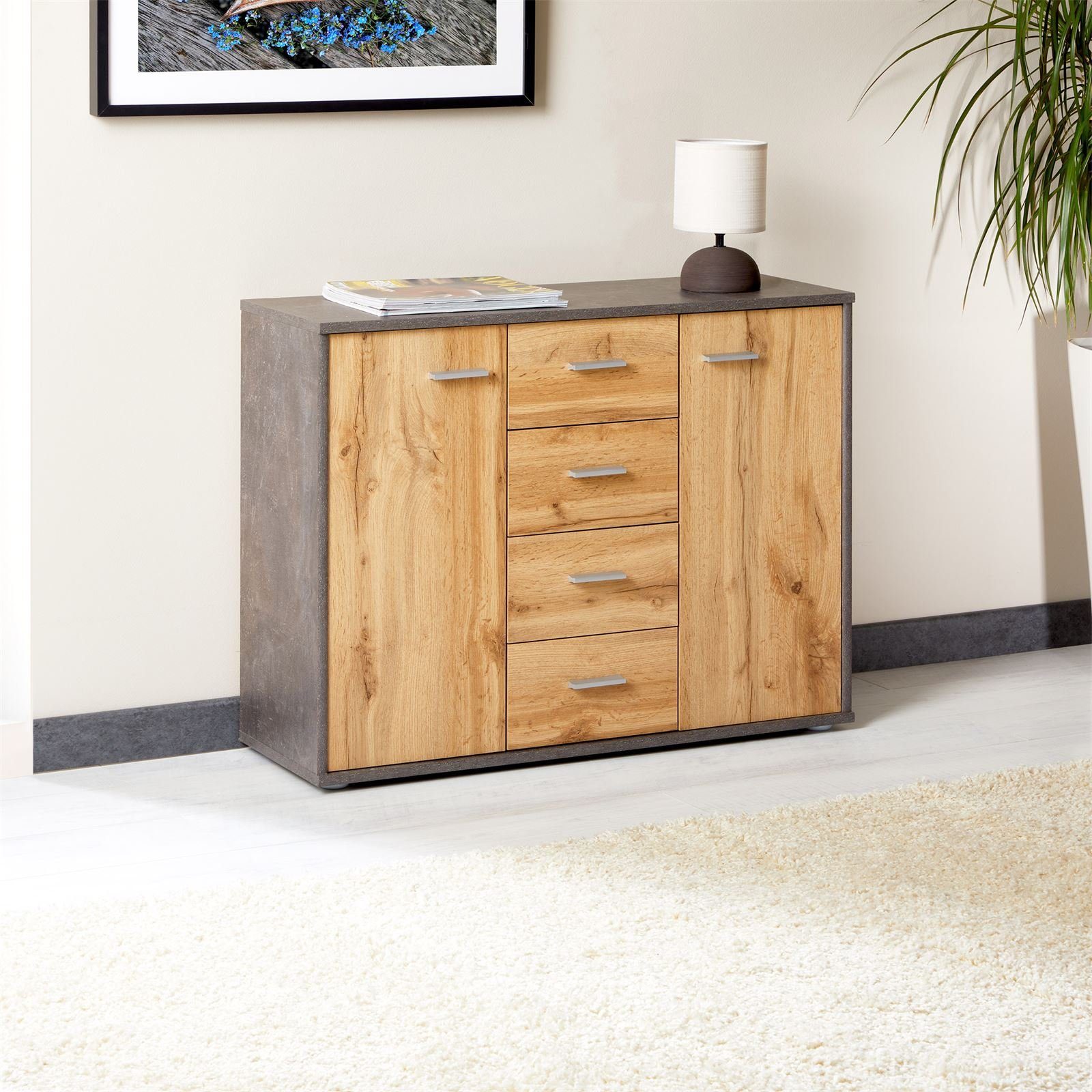 CARO-Möbel Highboard JAMIE, Sideboard Kommode Mehrzweckschrank für Wohnzimm günstig online kaufen