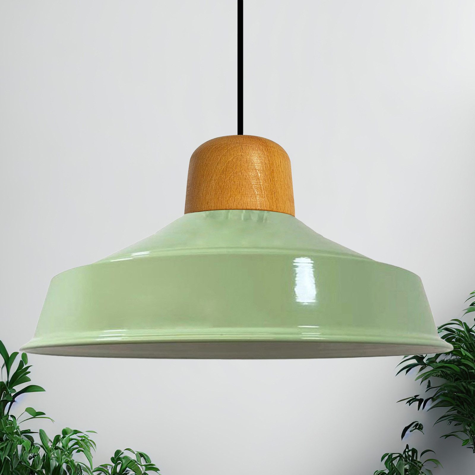 Bamyum Pendelleuchte Bamyum Asletl Deckenpendelleuchte aus Holz 41cm Metall Vintage Lampe, ohne Leuchtmittel