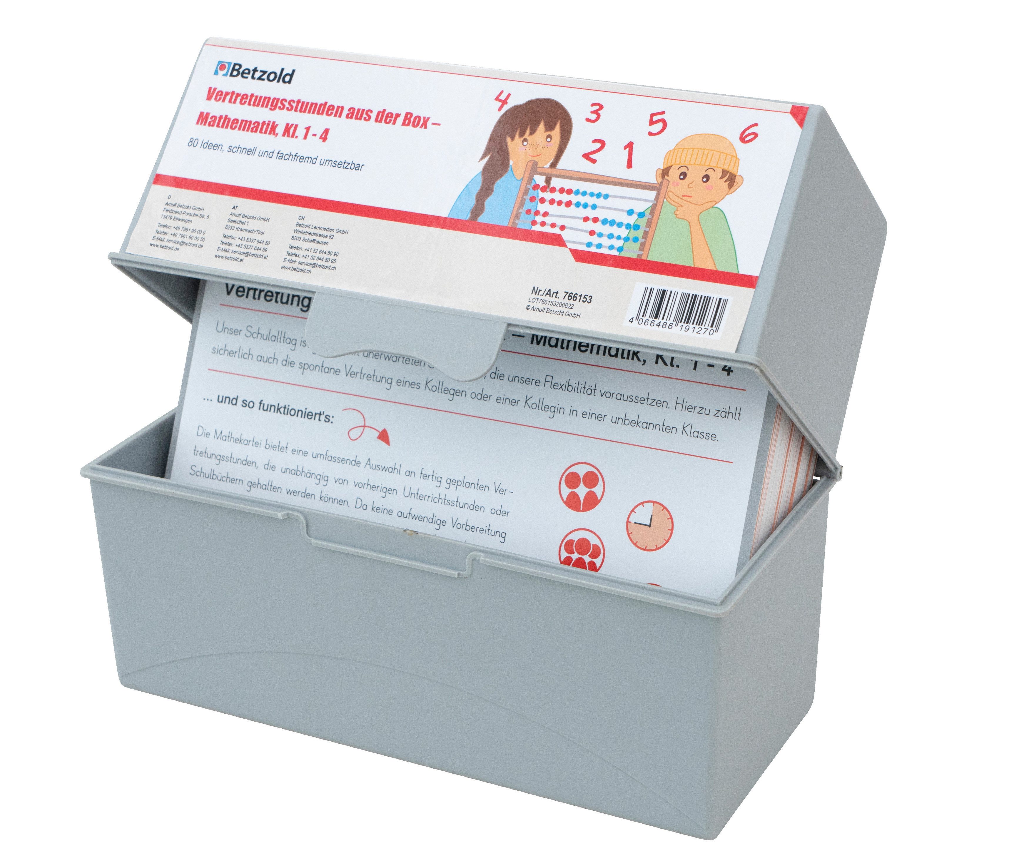 Betzold Karteikarten Vertretungsstunden aus der Box – Mathematik, Kl. 1-4