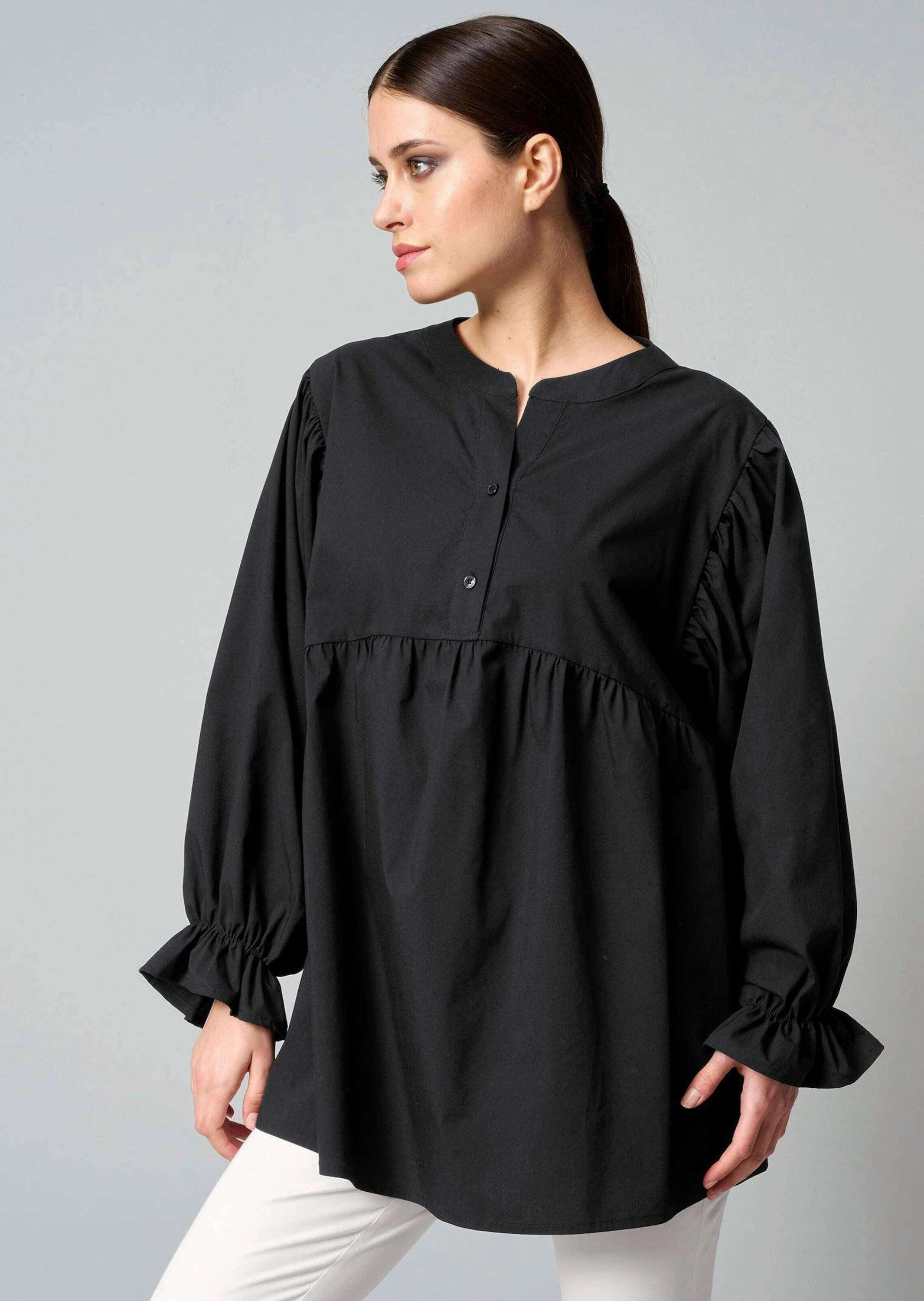 Schlupfbluse Popelinebluse mit Stehkragen