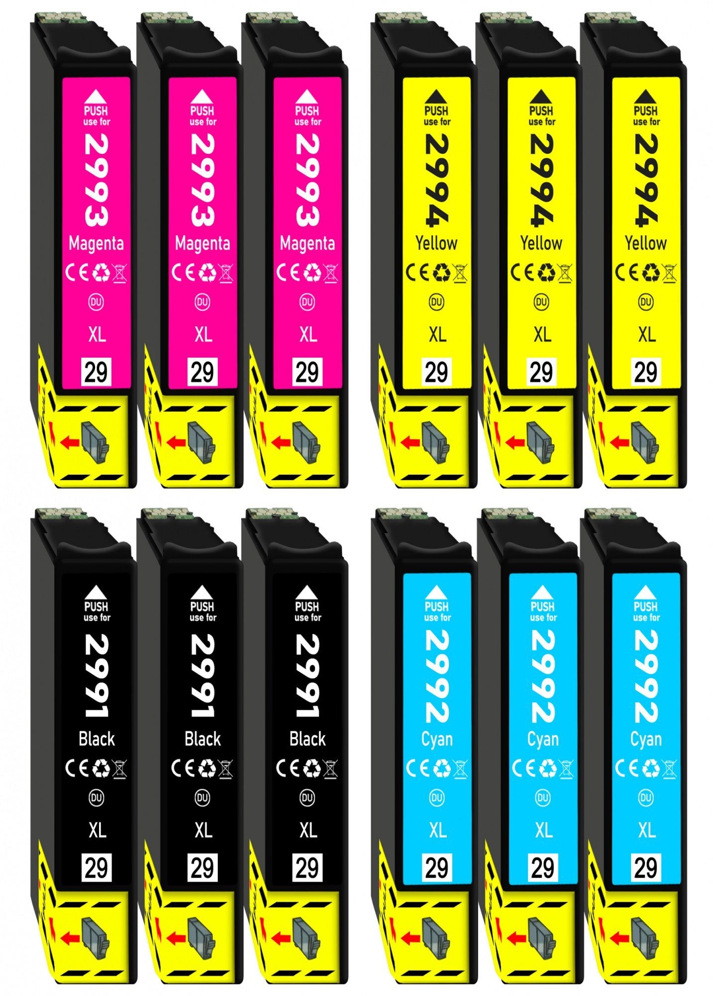 Druckerparadies 12er Multipack für Epson 29XL Tintenpatronen Set Tintenpatrone (12-tlg., XP235 XP245 XP247 XP255 XP332 XP335 XP342 XP345 XP352 XP355 XP432)