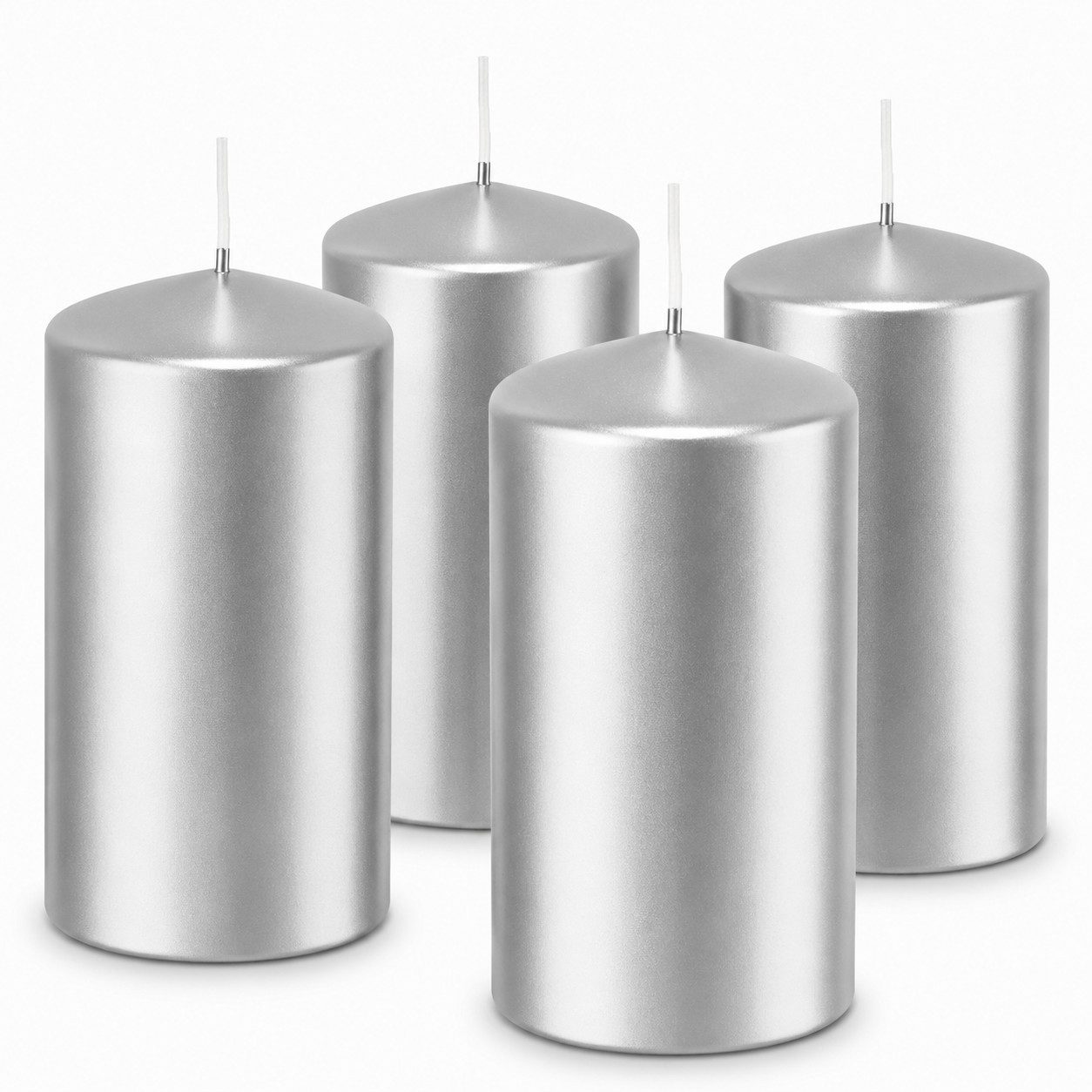Wiedemann Kerzen Stumpenkerze 4er Set Adventskranzkerzen Silber, Wiedemann Kerzen