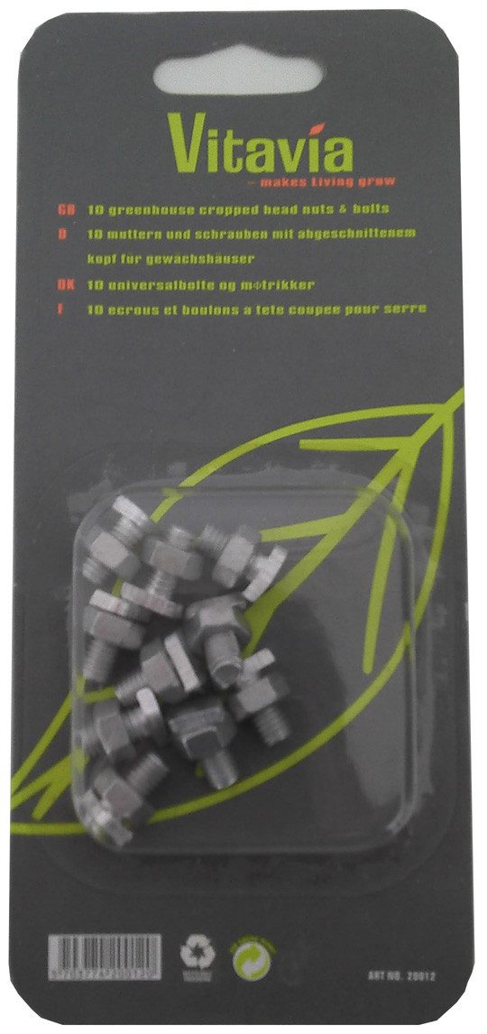 Vitavia Schrauben-Set Alu, Hammerkopf, zum Nachrüsten von Vitavia Gewächshäusern, (Packung), 10 Universalschrauben mit Muttern