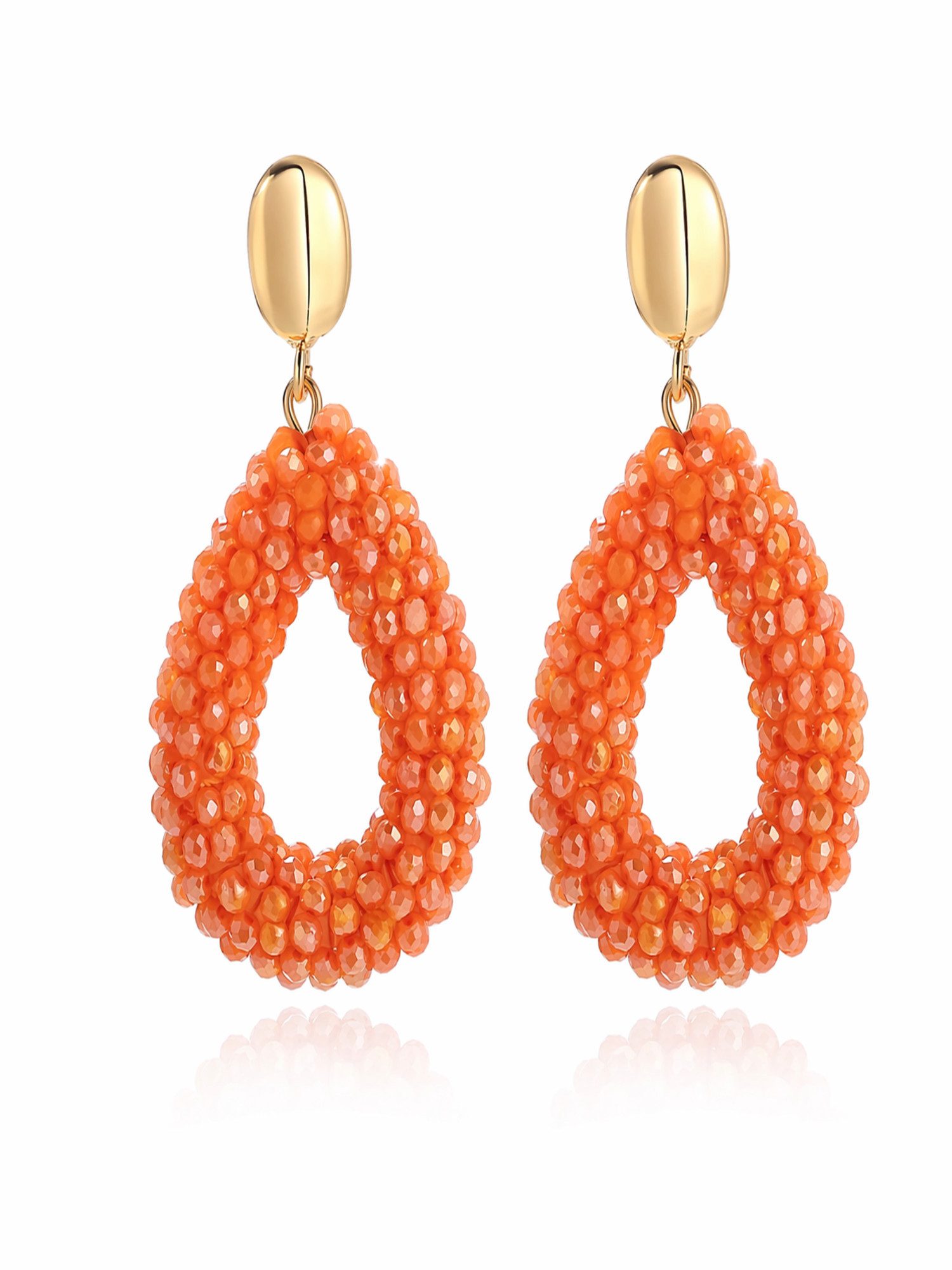 ROUGEMONT Paar Creolen Statement Ohrhänger Damen Creolen Sommer Style Orange