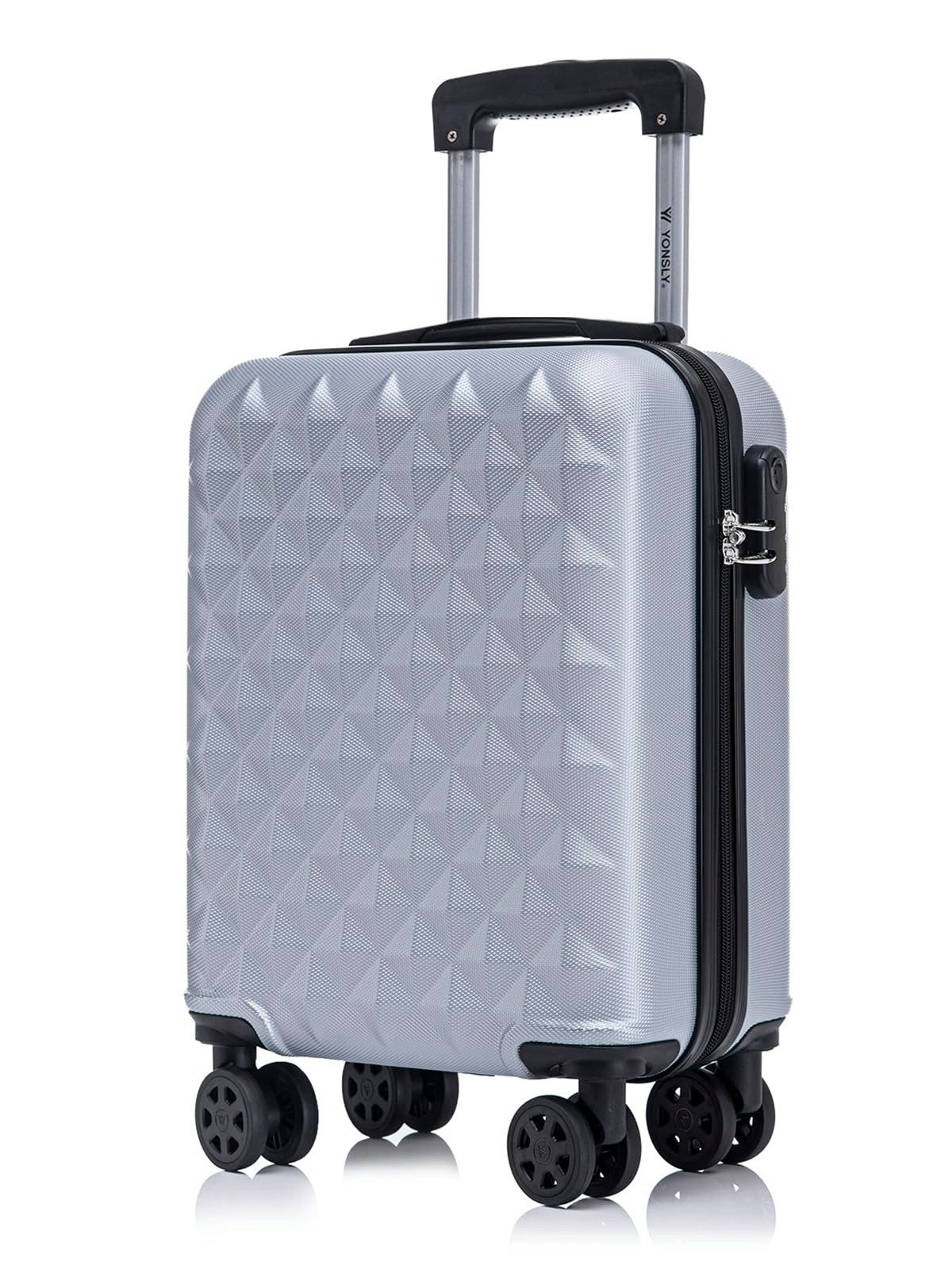YONSLY Hartschalen-Trolley Reisekoffer Trolley Hartschalenkoffer Rollkoffer mit 4 Rollen, 4 Rollen, ABS und Aluminium, Zahlenschloss, 360°-Doppelrollen, Gummigriff