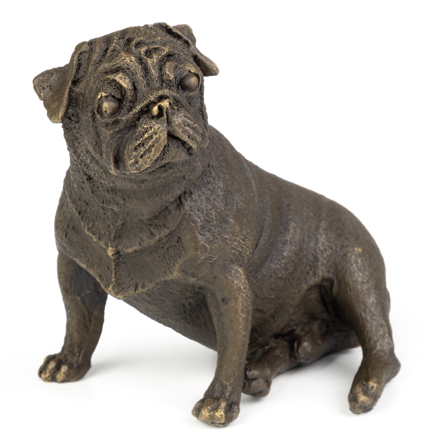 Moritz Skulptur Bronzefigur Mops sitzend - Tierfigur 9 cm