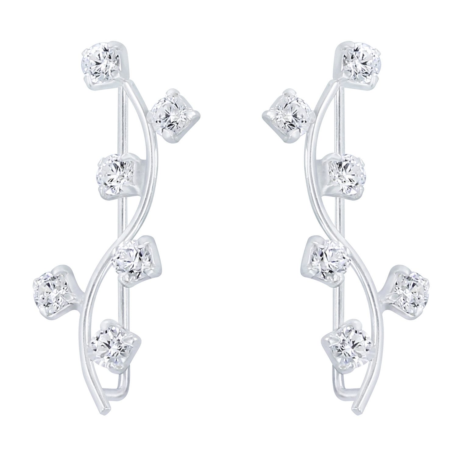 LÖB Ohrklemme 925 Silber Ohrringe Zirkonia Ohrklemme Ohrmanschette Modern B günstig online kaufen