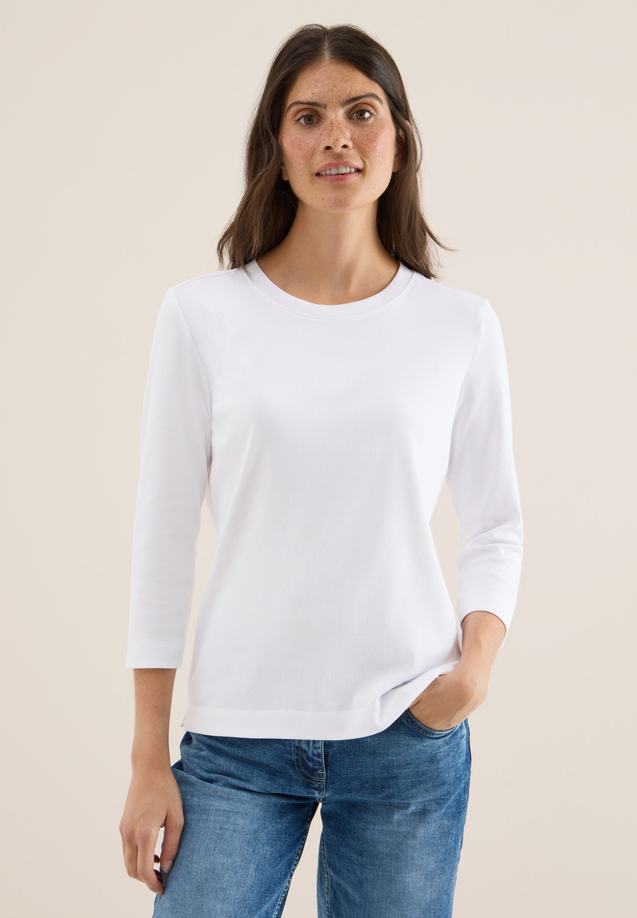 CECIL Rundhalsshirt aus Baumwolle mit Stretchante günstig online kaufen