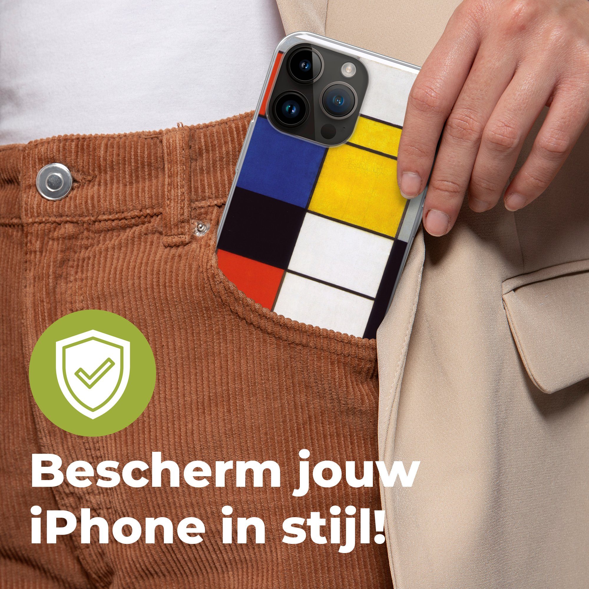 MuchoWow Handyhülle für Apple iPhone 14 Pro Max Komposition A - Piet Mondrian, Smartphone-Bumper, Print, Handy Schutzhülle Dünn