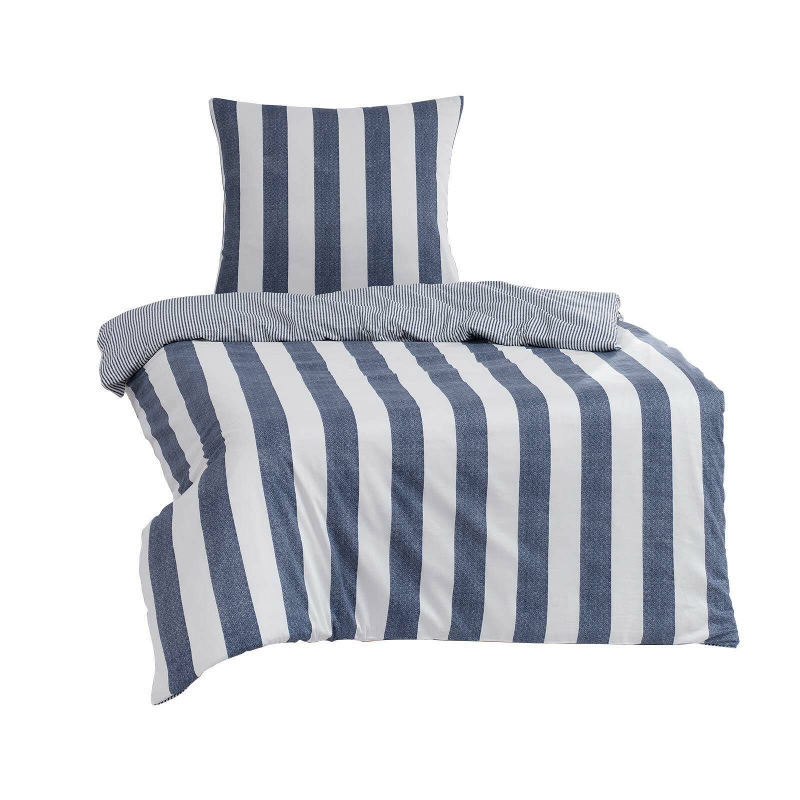 TRAUMSCHLAF Bettwäsche Usedom, Mako Satin, 2 teilig, Maritimes Design mit Wendeseite