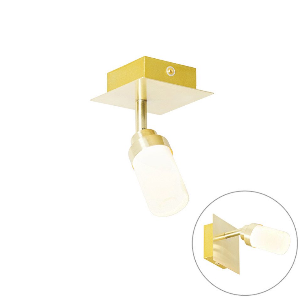 Qazqa LED Aufbaustrahler Japie, ohne Leuchtmittel, Warmweiß, QAZQA Aufbau­spot, g9, Gold, Stahl, Modern