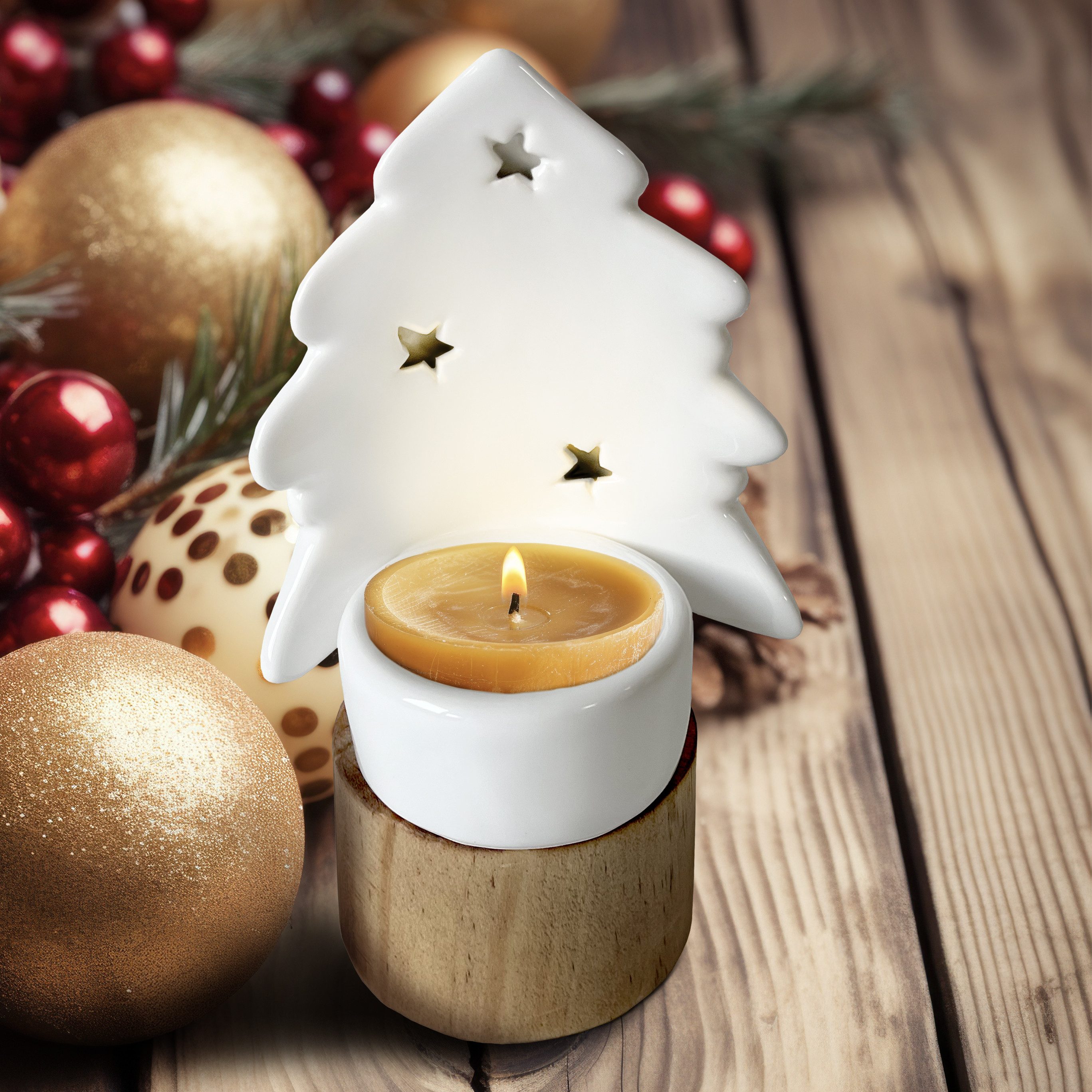 HTI-Living Teelichthalter Teelichthalter Weihnachtsbaum Porzellan (Stück, günstig online kaufen