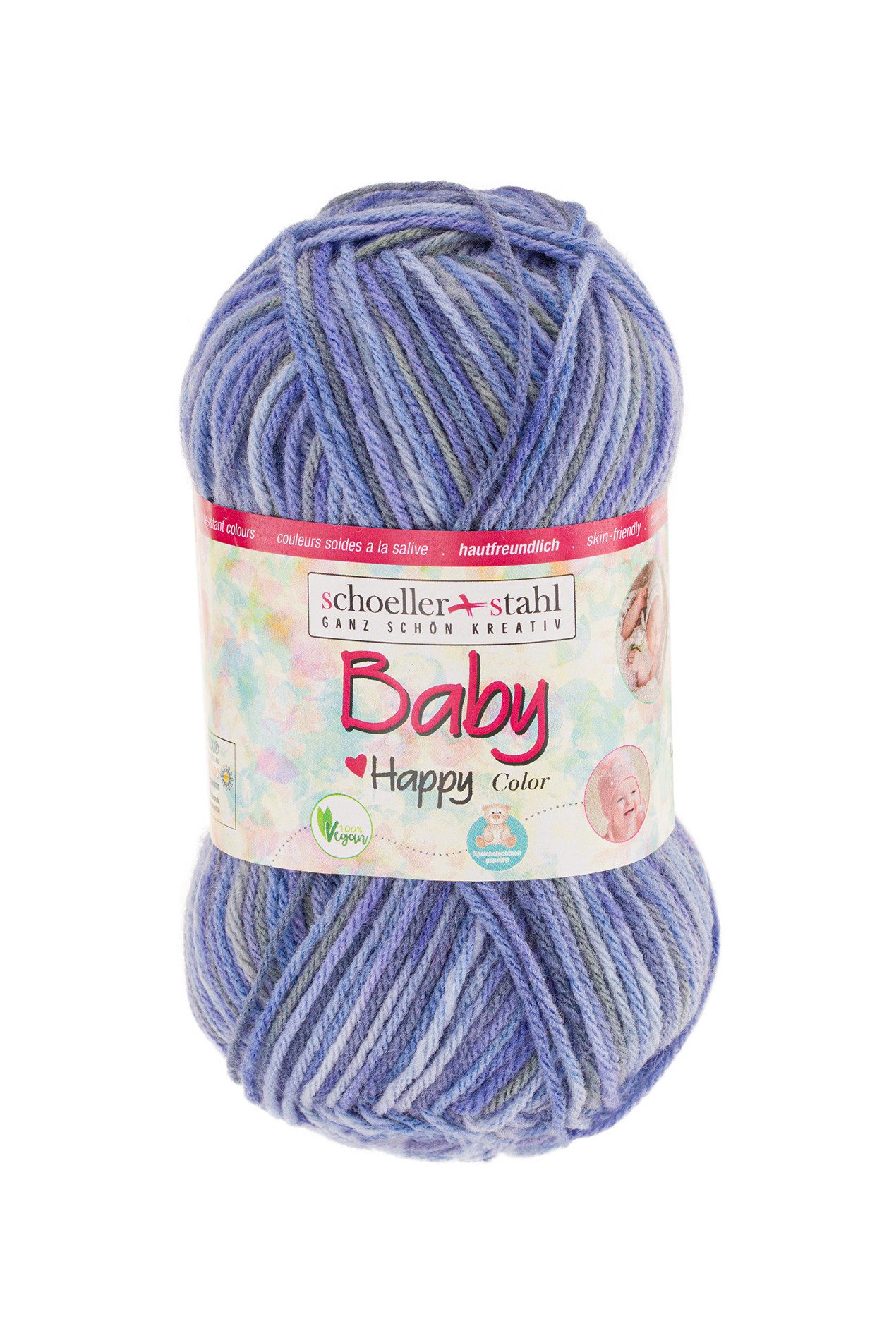 Schoeller + Stahl Baby Happy Color Häkelwolle, 185 m, wunderbar weiches, pflegeleichtes Garn mit fröhlichen Farbakzenten