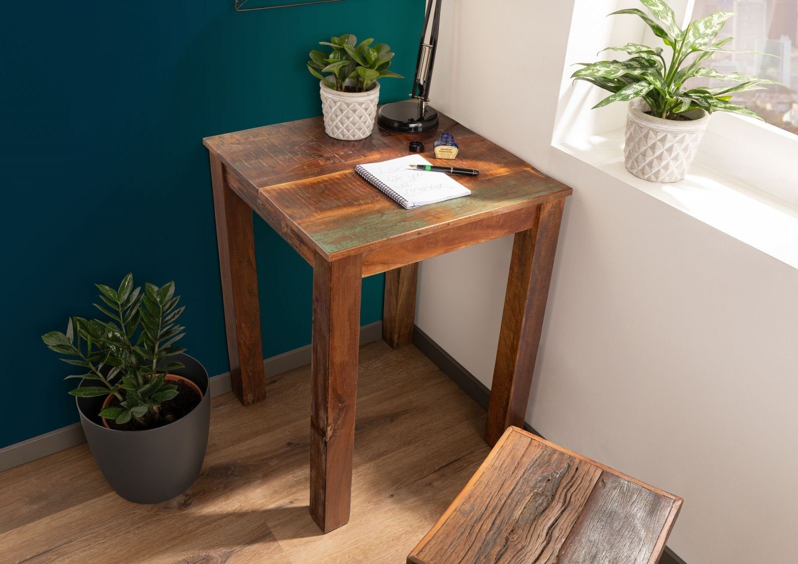 Massivmoebel24 Esstisch Esstisch Altholz 60x60x76 mehrfarbig günstig online kaufen