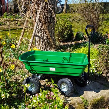 Gardebruk Bollerwagen, Gartenkarre 300 kg Kunststoff Kippfunktion Lenkachse Transportwagen