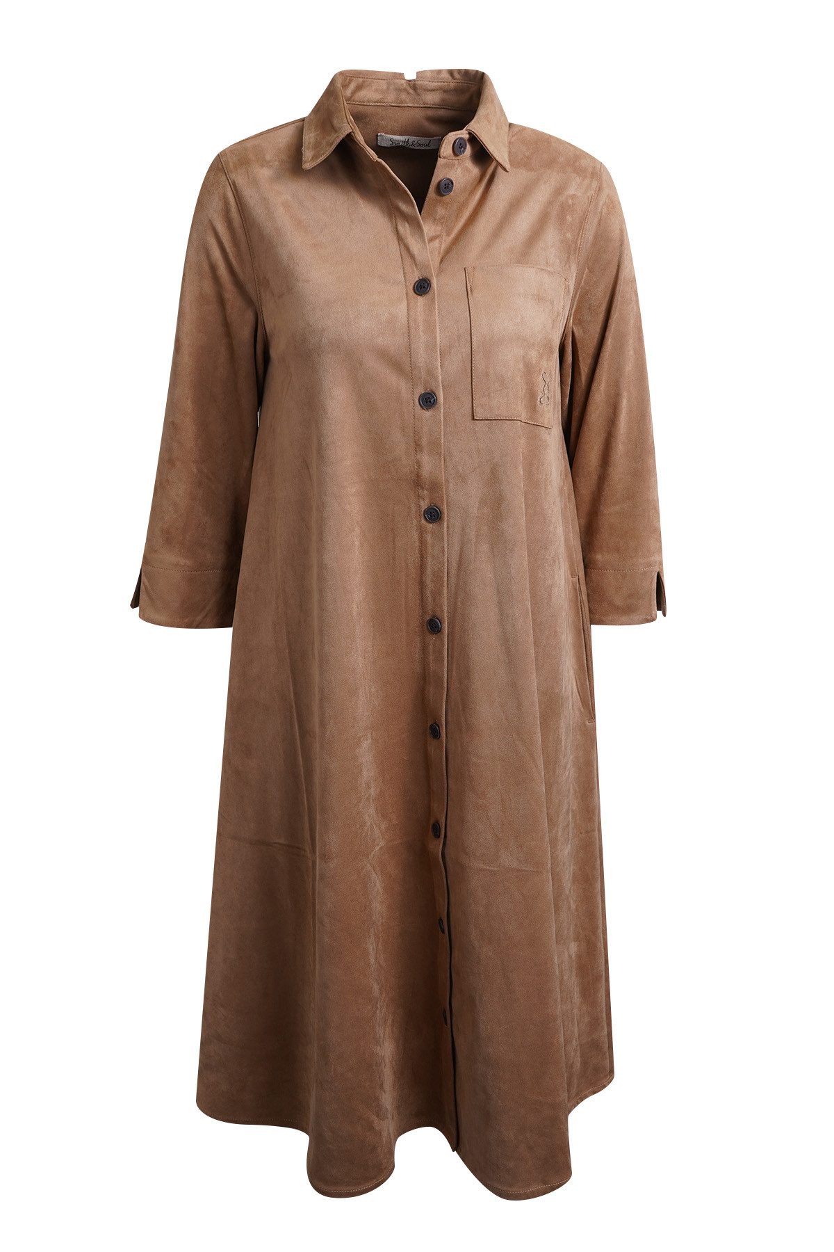 Smith & Soul Hemdblusenkleid in Wildleder-Optik, 3/4-Ärmel
