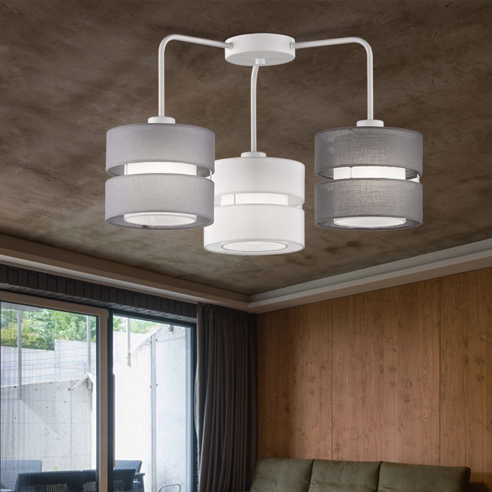 Wohnzimmerleuchte Leuchtmittel Lampe Deckenstrahler, nicht WOFI 3 flammig inklusive, Textil Deckenleuchte