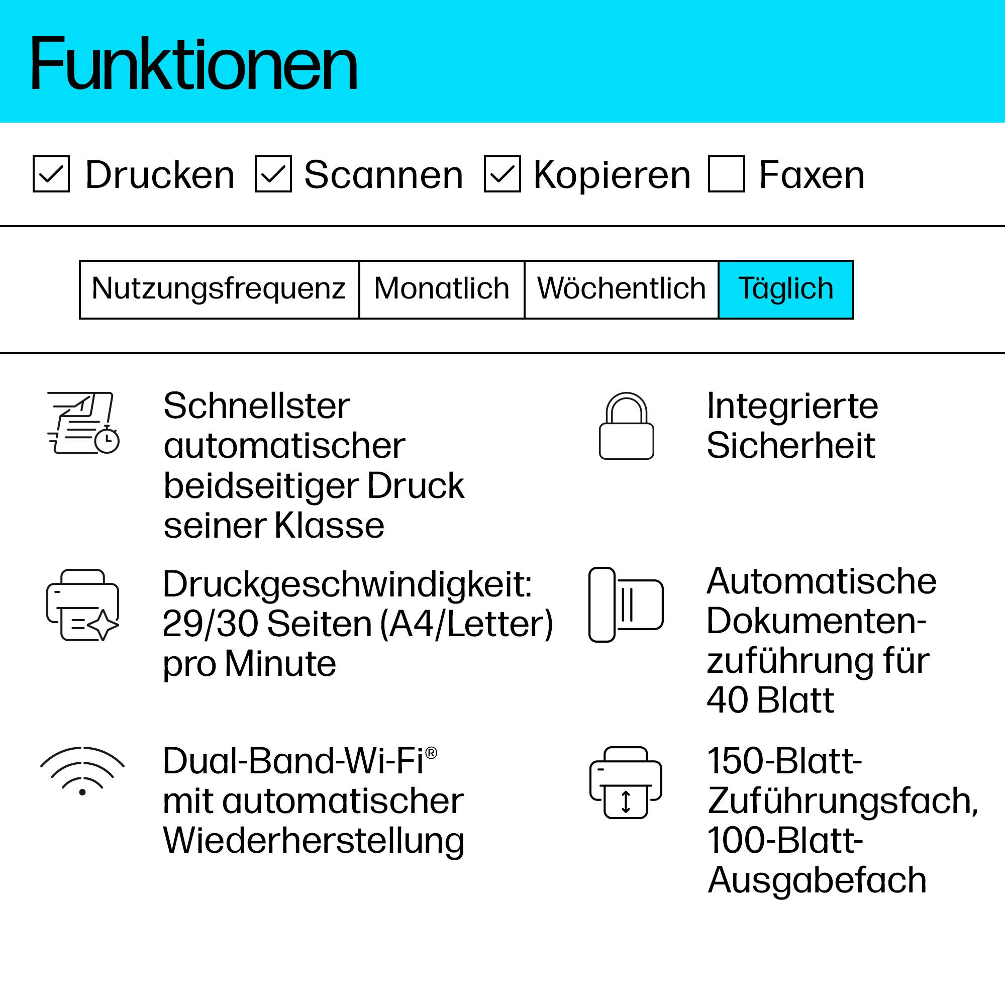 HP LaserJet MFP M234sdw Schwarz-Weiß Laserdrucker, (WLAN (Wi-Fi), Bluetooth, Wi-Fi Direct, Multifunktions-Laserdrucker) – Bild 3 von 5