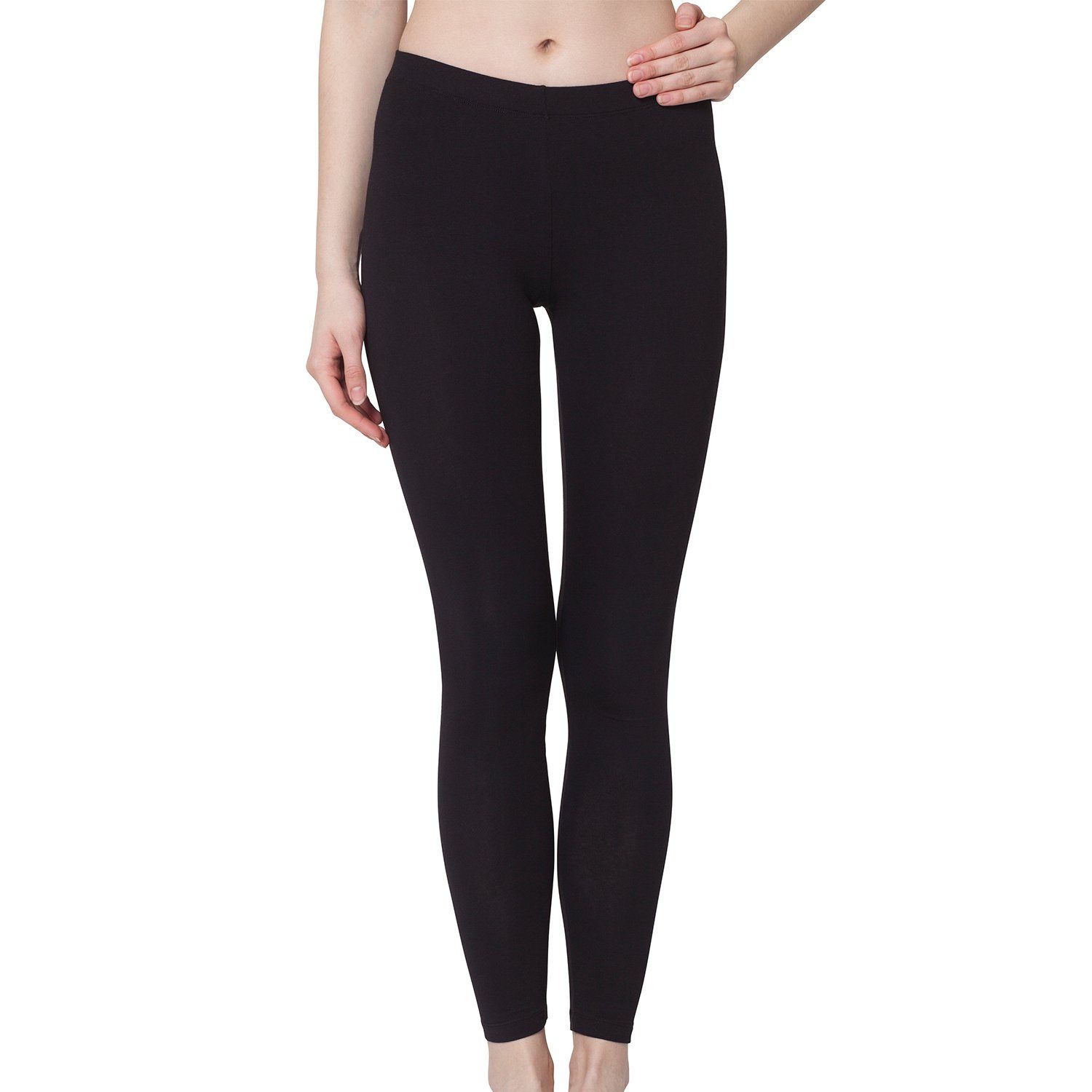 Leggings, stretchige Jersey aus Damen celodoro Hose Schwarz Baumwolle Leggings