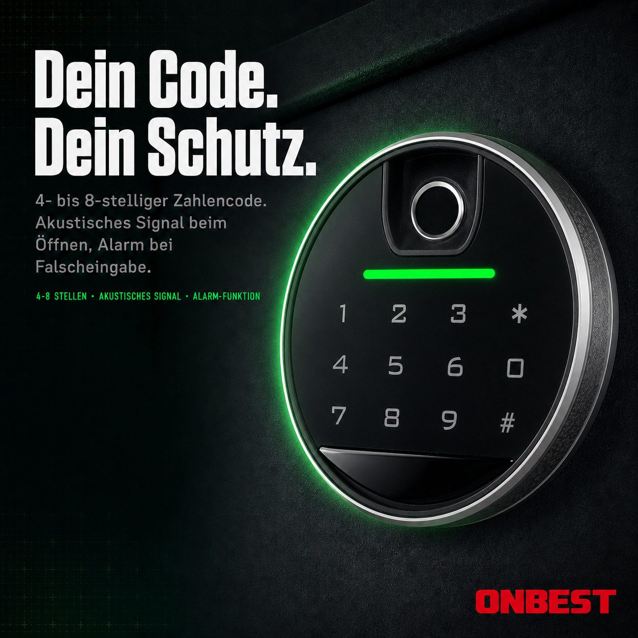 Onbest Möbeltresor Tresor Safe Premium mit Fingerabdruck-Sensor, Wasserfest, mit viel Zubehör, 4mm Stahl – Bild 4 von 5